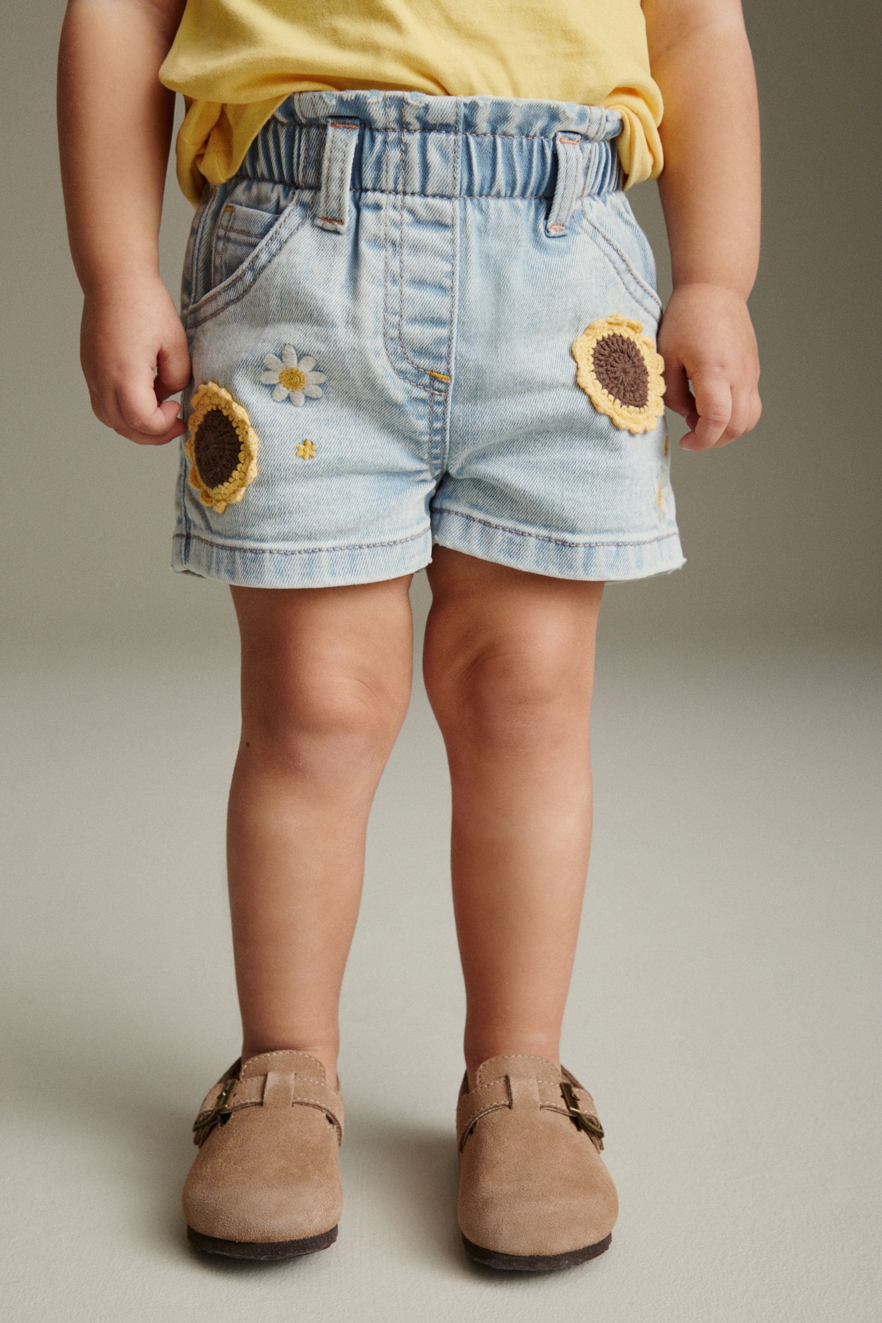 Denim Sunflower Crochet Shorts (3mths-7yrs)