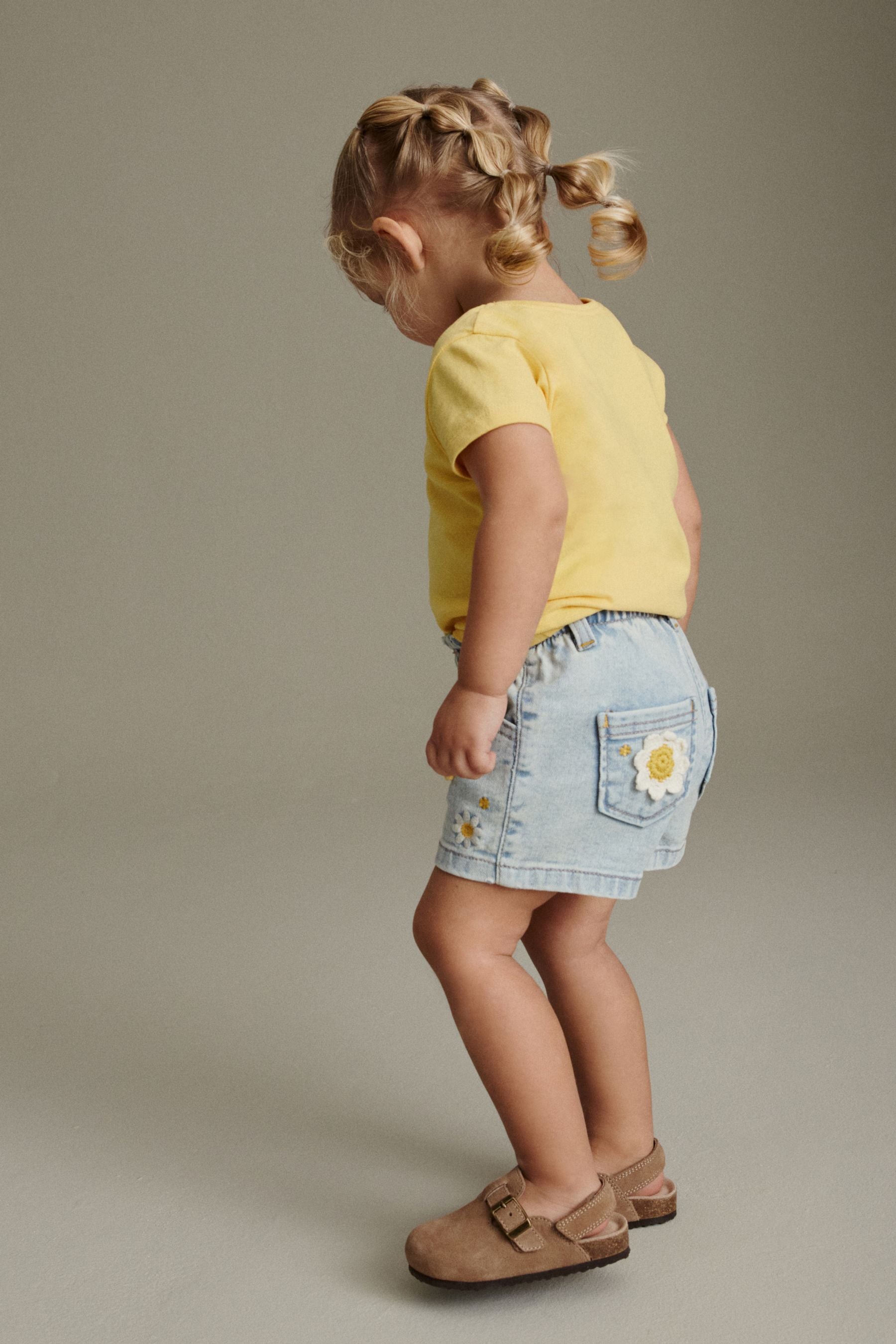 Denim Sunflower Crochet Shorts (3mths-7yrs)