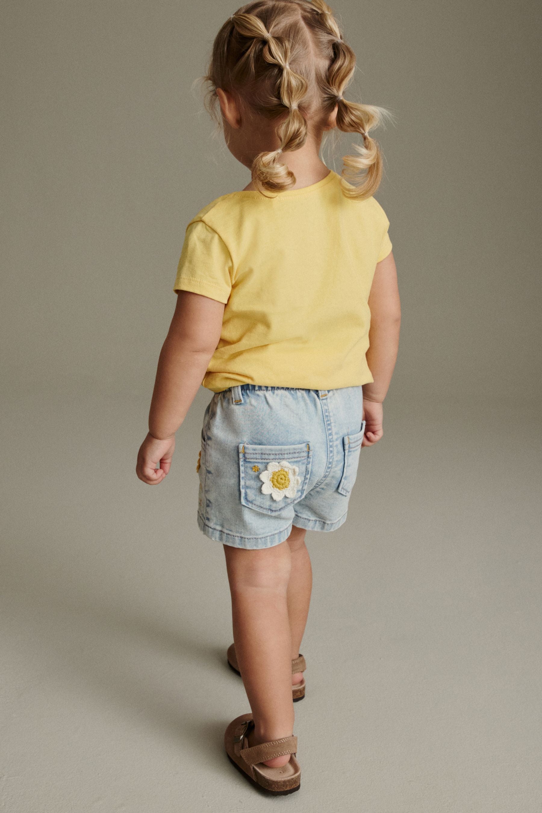 Denim Sunflower Crochet Shorts (3mths-7yrs)