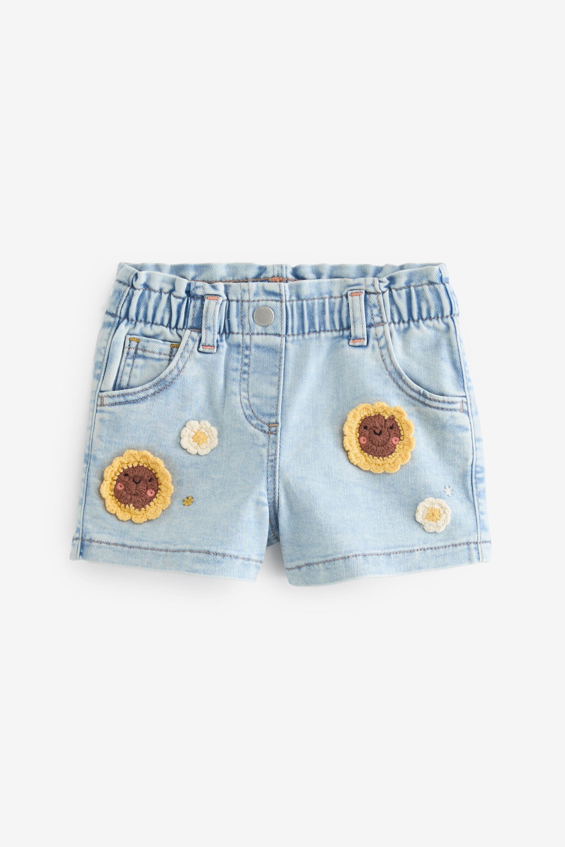 Denim Sunflower Crochet Shorts (3mths-7yrs)