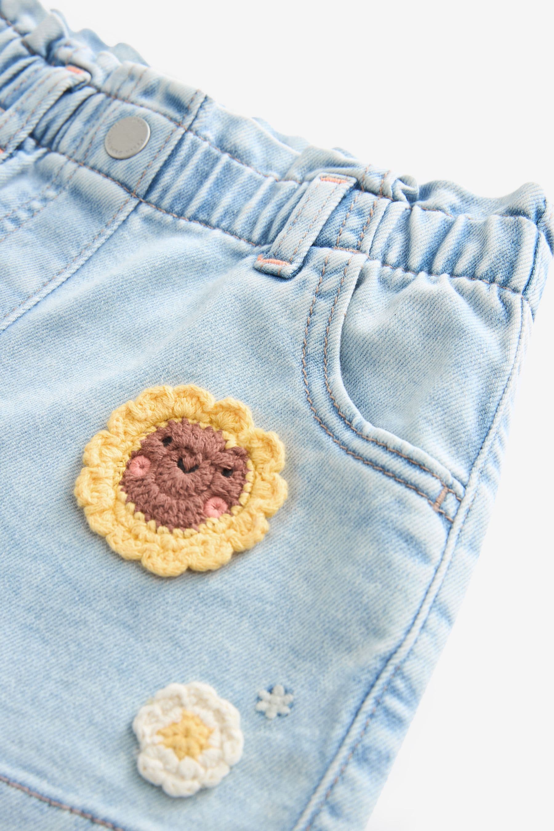 Denim Sunflower Crochet Shorts (3mths-7yrs)