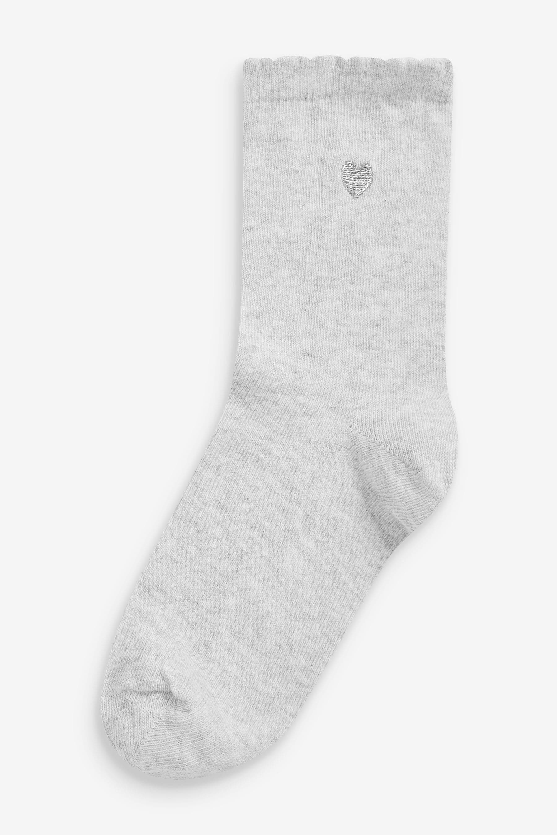 Multi 7 Pack Cotton Rich Heart Embroidered Ankle Socks