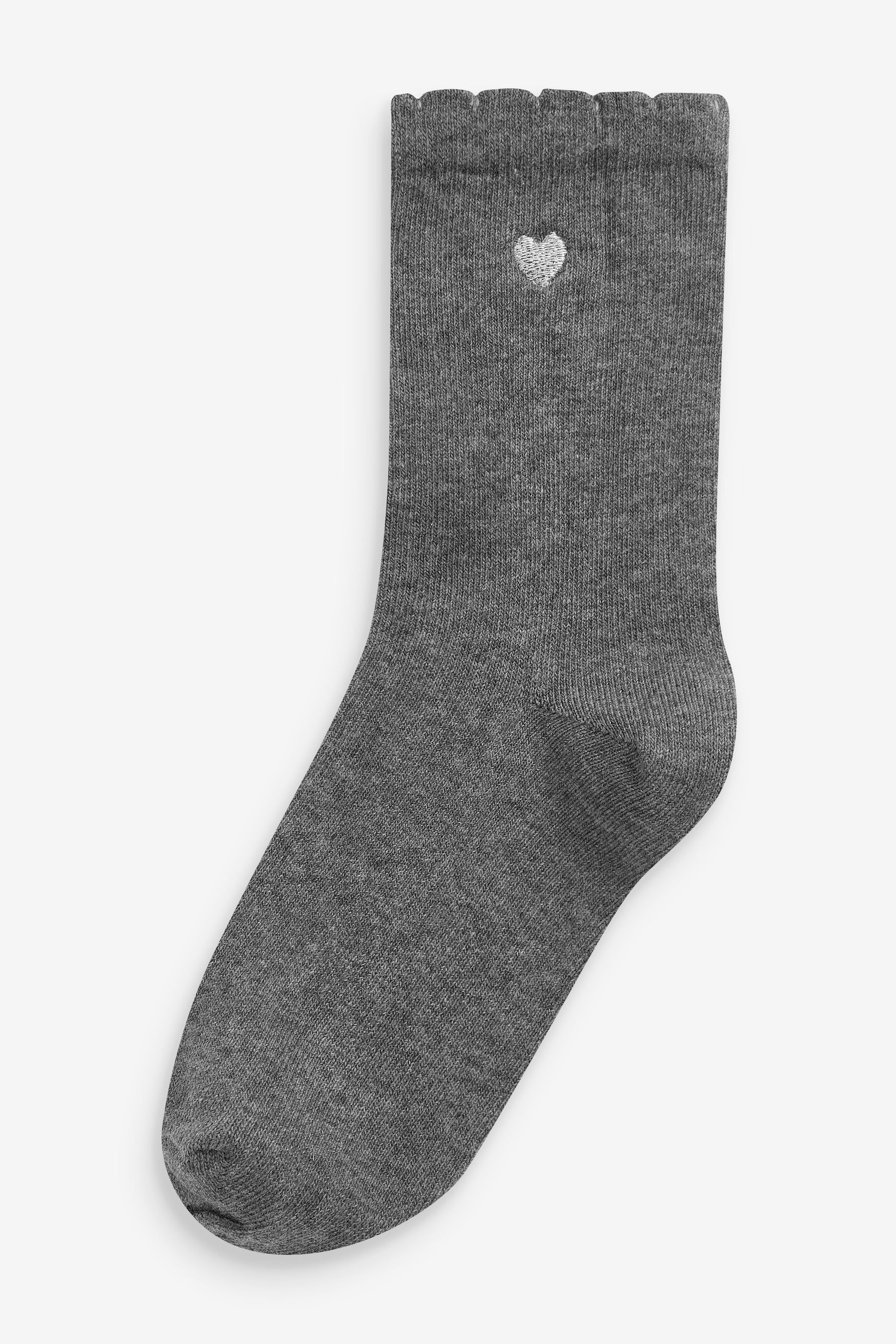 Multi 7 Pack Cotton Rich Heart Embroidered Ankle Socks