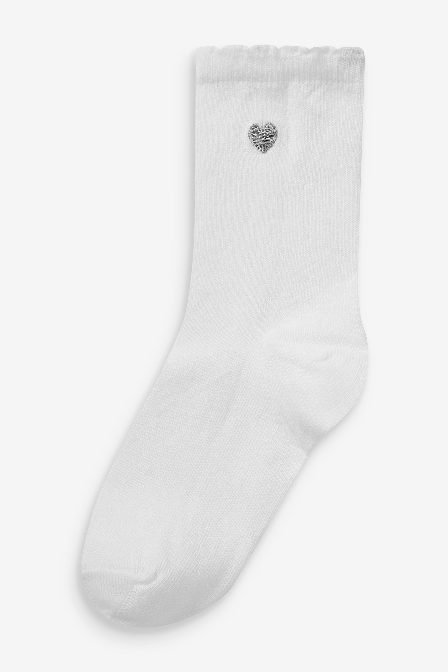 Multi 7 Pack Cotton Rich Heart Embroidered Ankle Socks