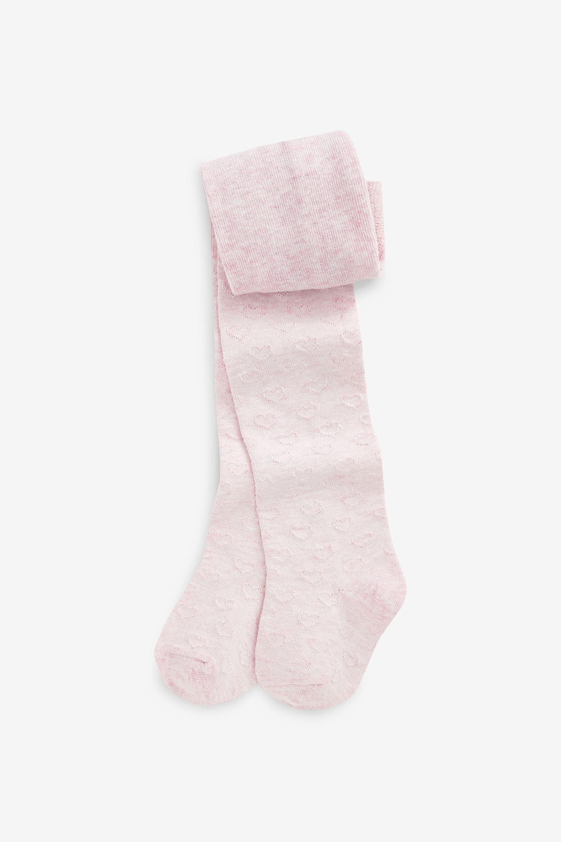 Pink Cotton Rich Textured Heart Tights