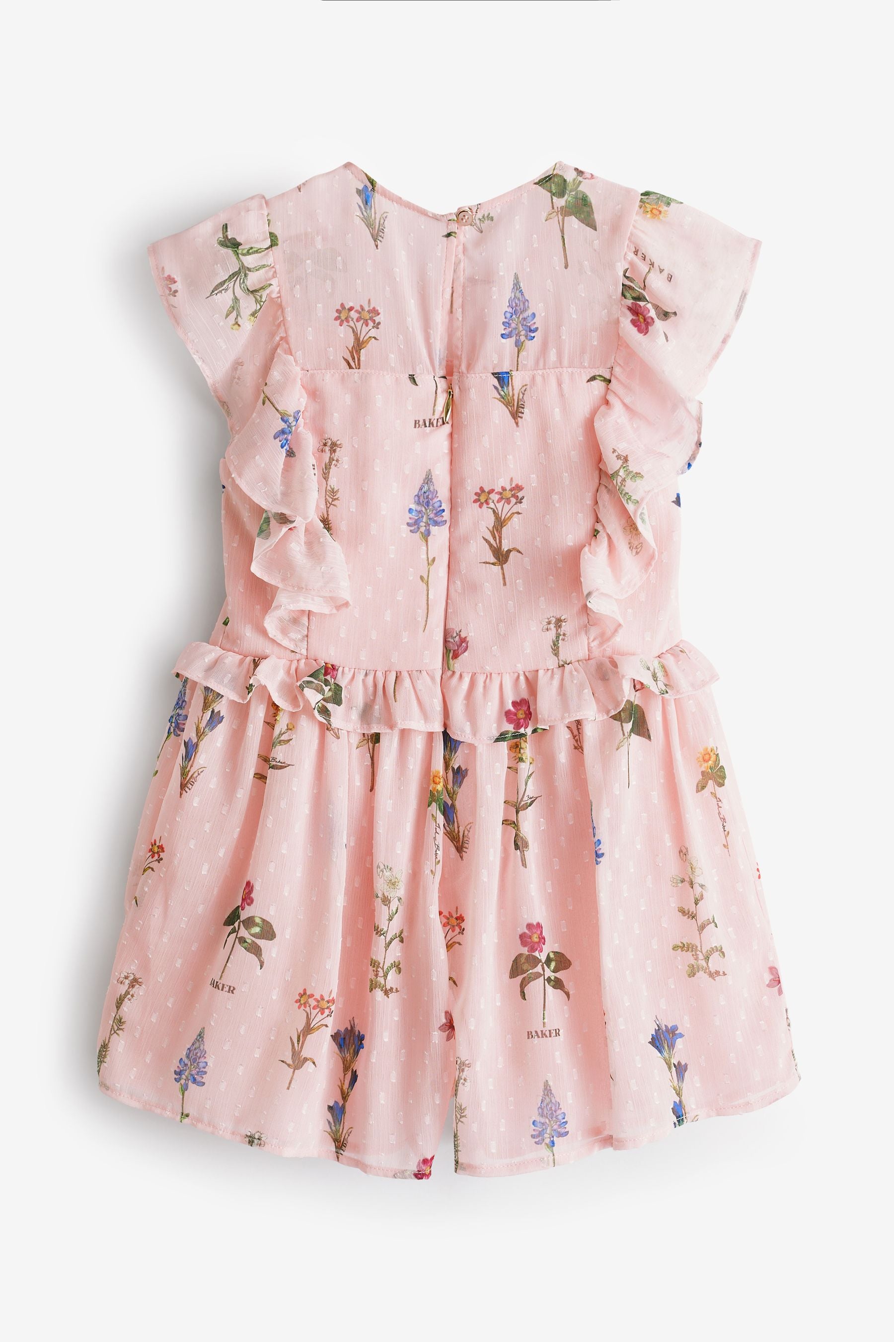 Pink Baker by Ted Baker Pink Frilled Chiffon Playsuit