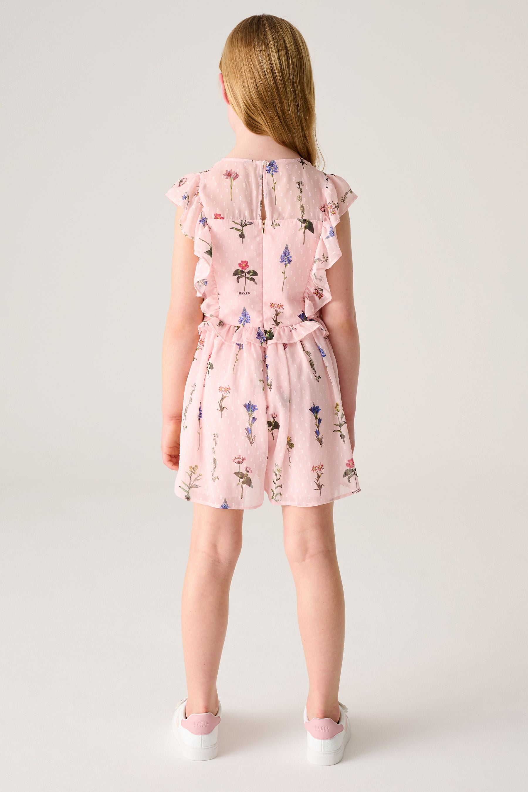 Pink Baker by Ted Baker Pink Frilled Chiffon Playsuit