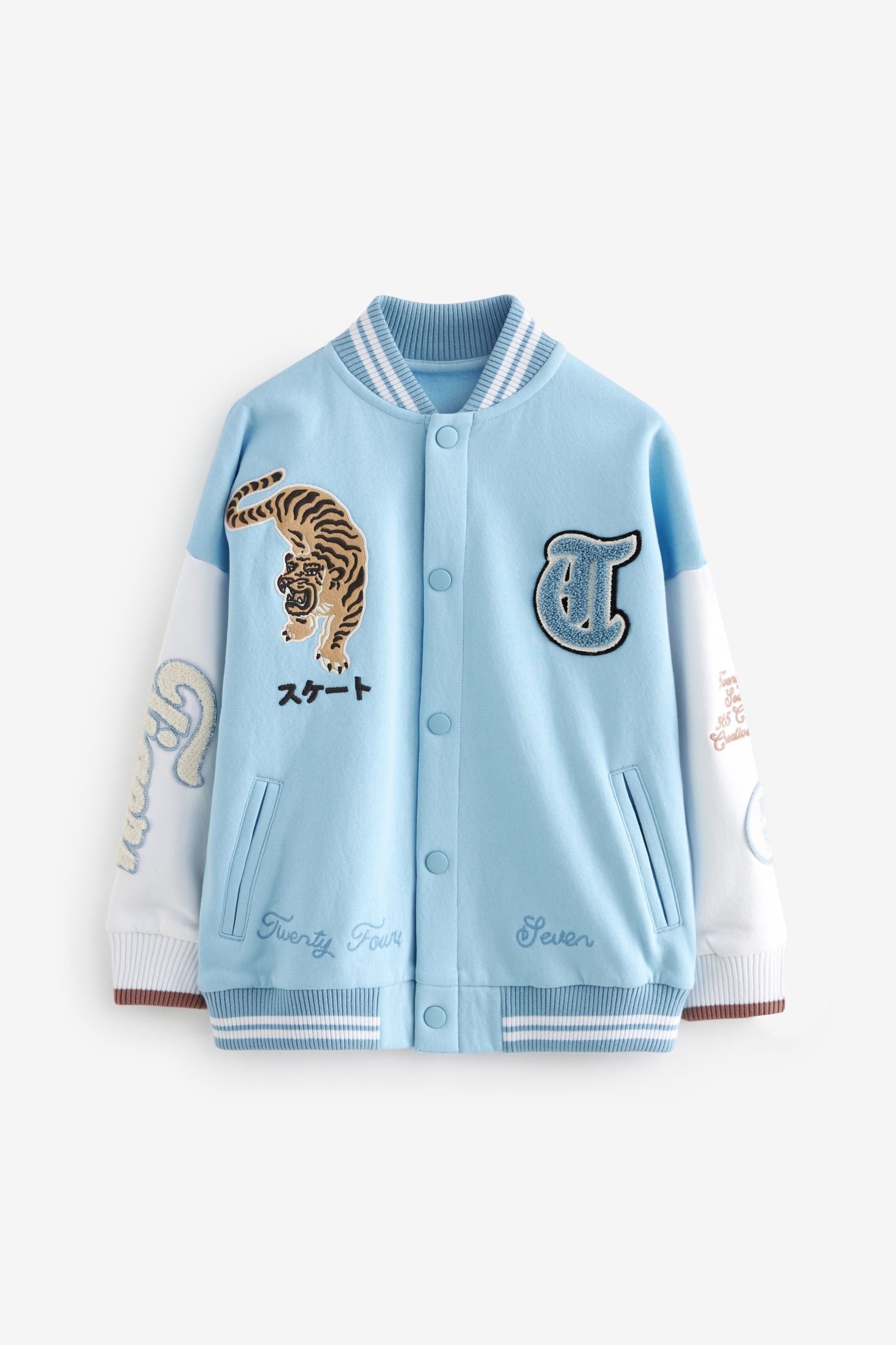 Blue/White Tiger Varsity Bomber Jacket (3-16yrs)