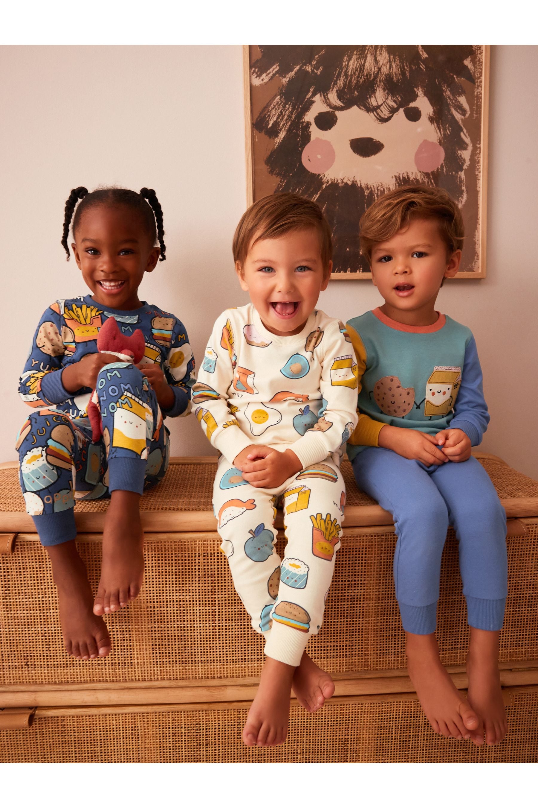 Blue/Green Food Snuggle Pyjamas 3 Pack (9mths-8yrs)