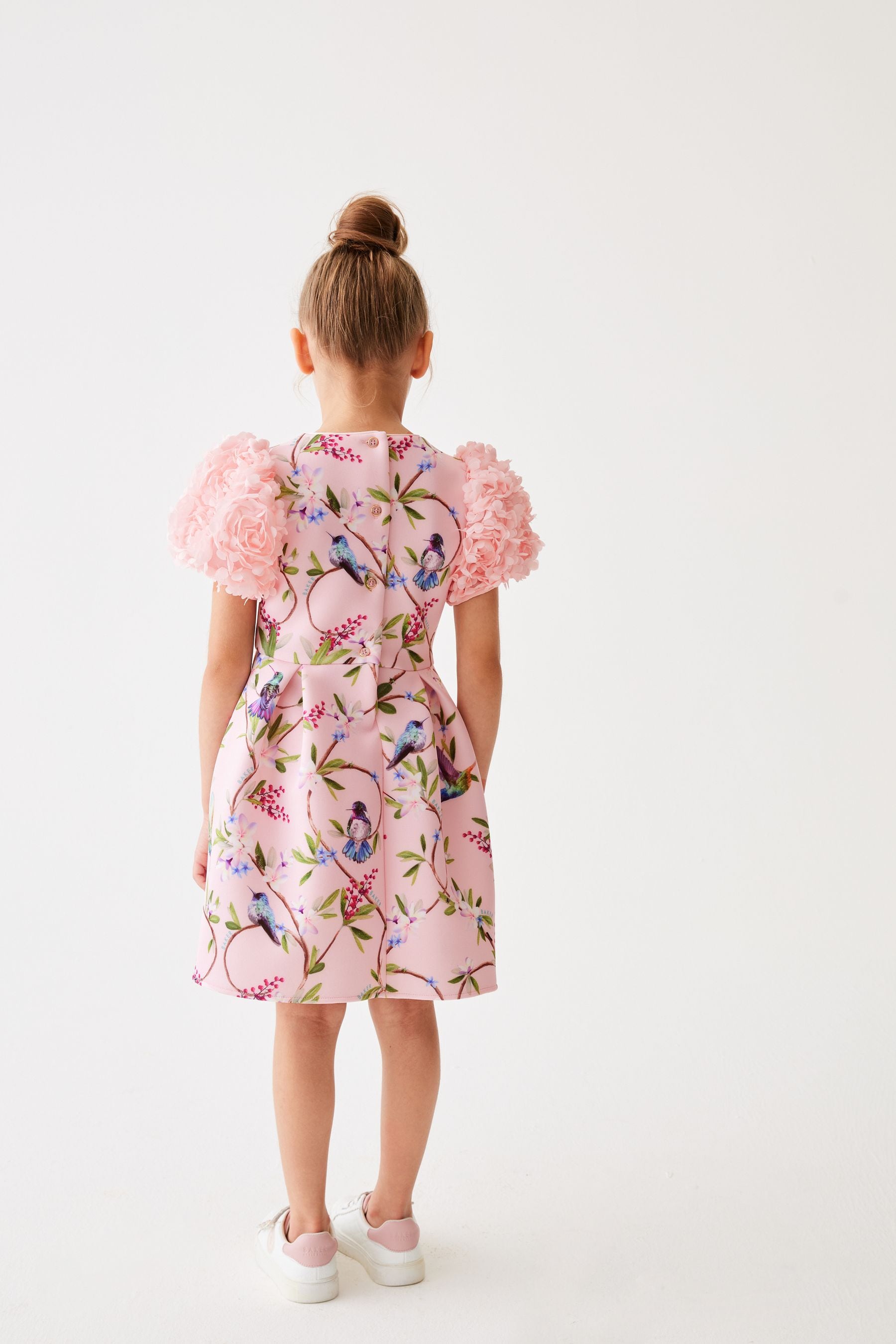 Baker by Ted Baker Floral Ruffle Sleeve Scuba Dress