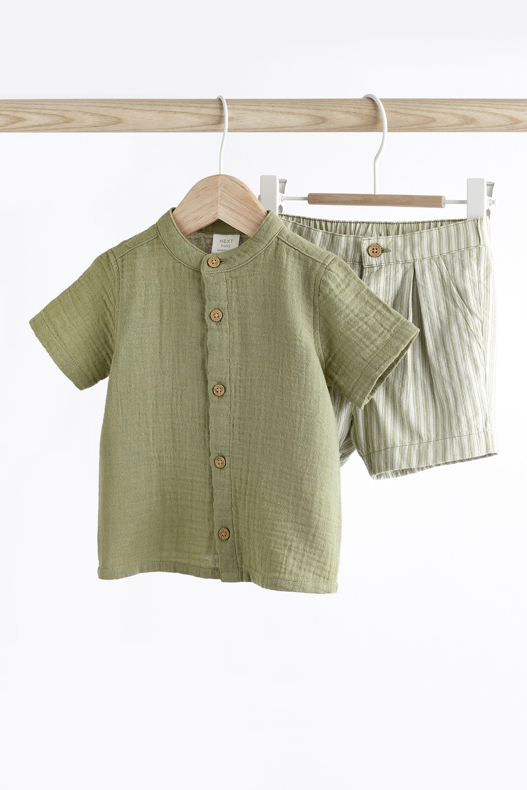 Sage Green Baby Shirt and Shorts Set (0mths-2yrs)