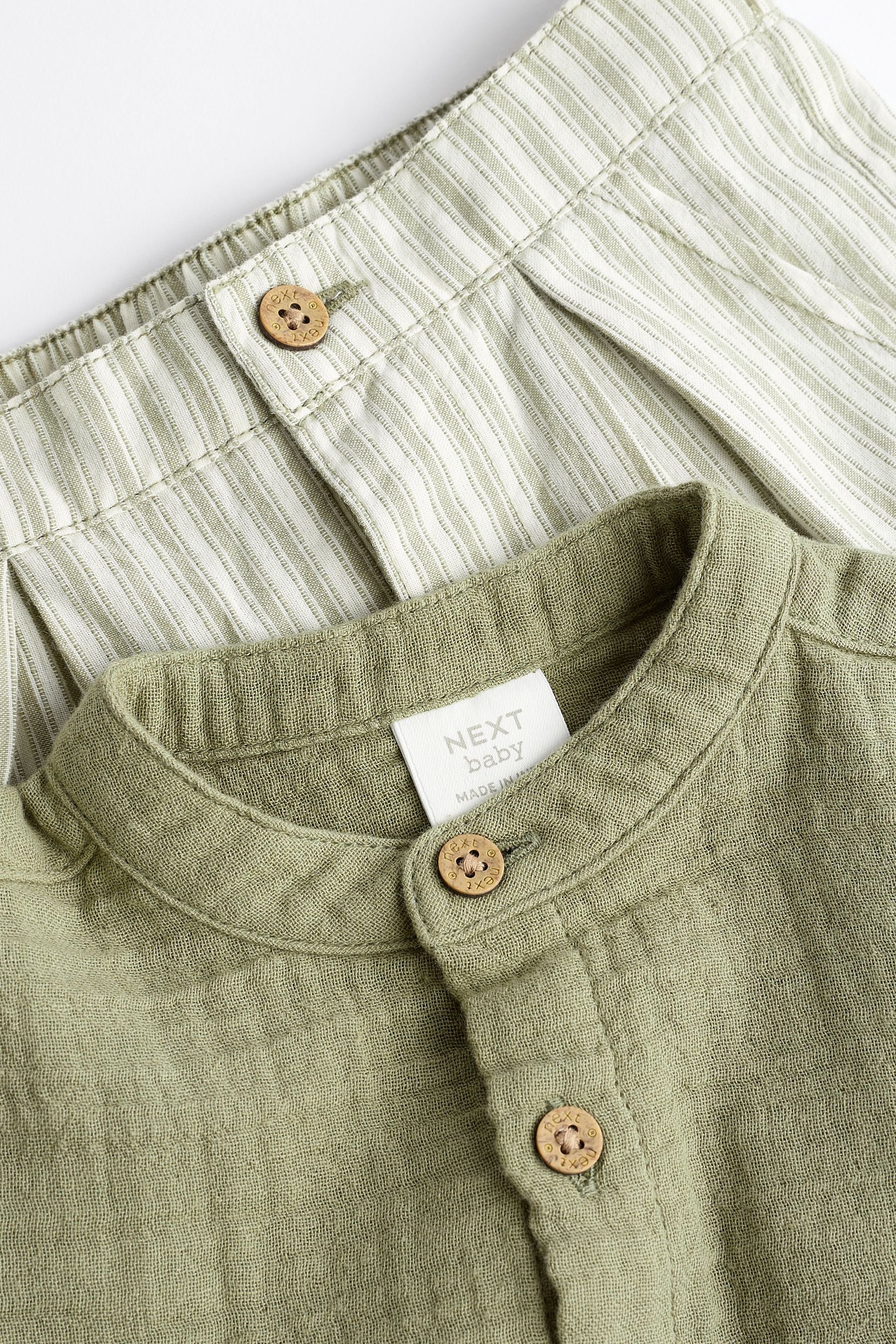 Sage Green Baby Shirt and Shorts Set (0mths-2yrs)