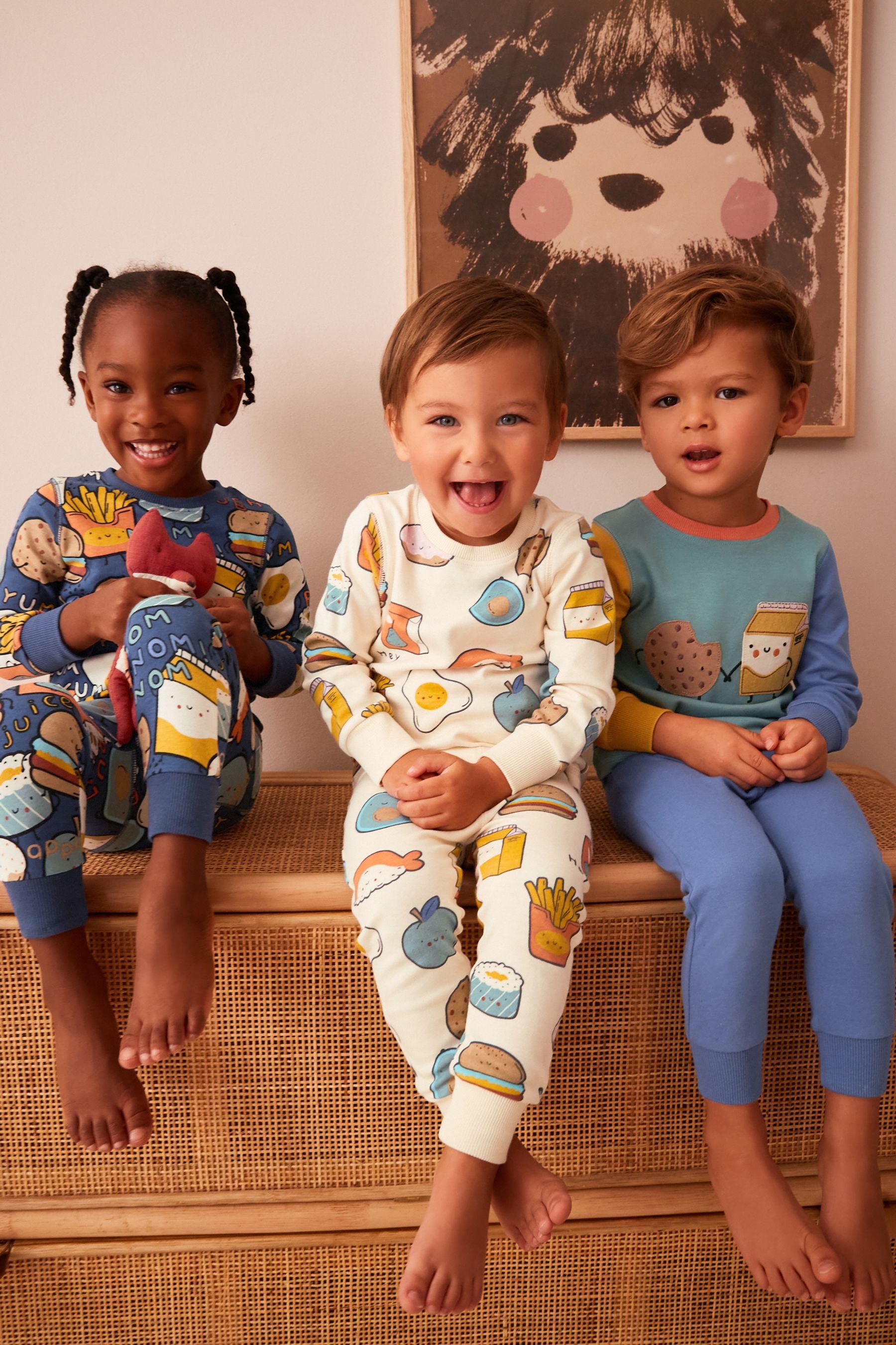 Blue/Green Food Snuggle Pyjamas 3 Pack (9mths-8yrs)