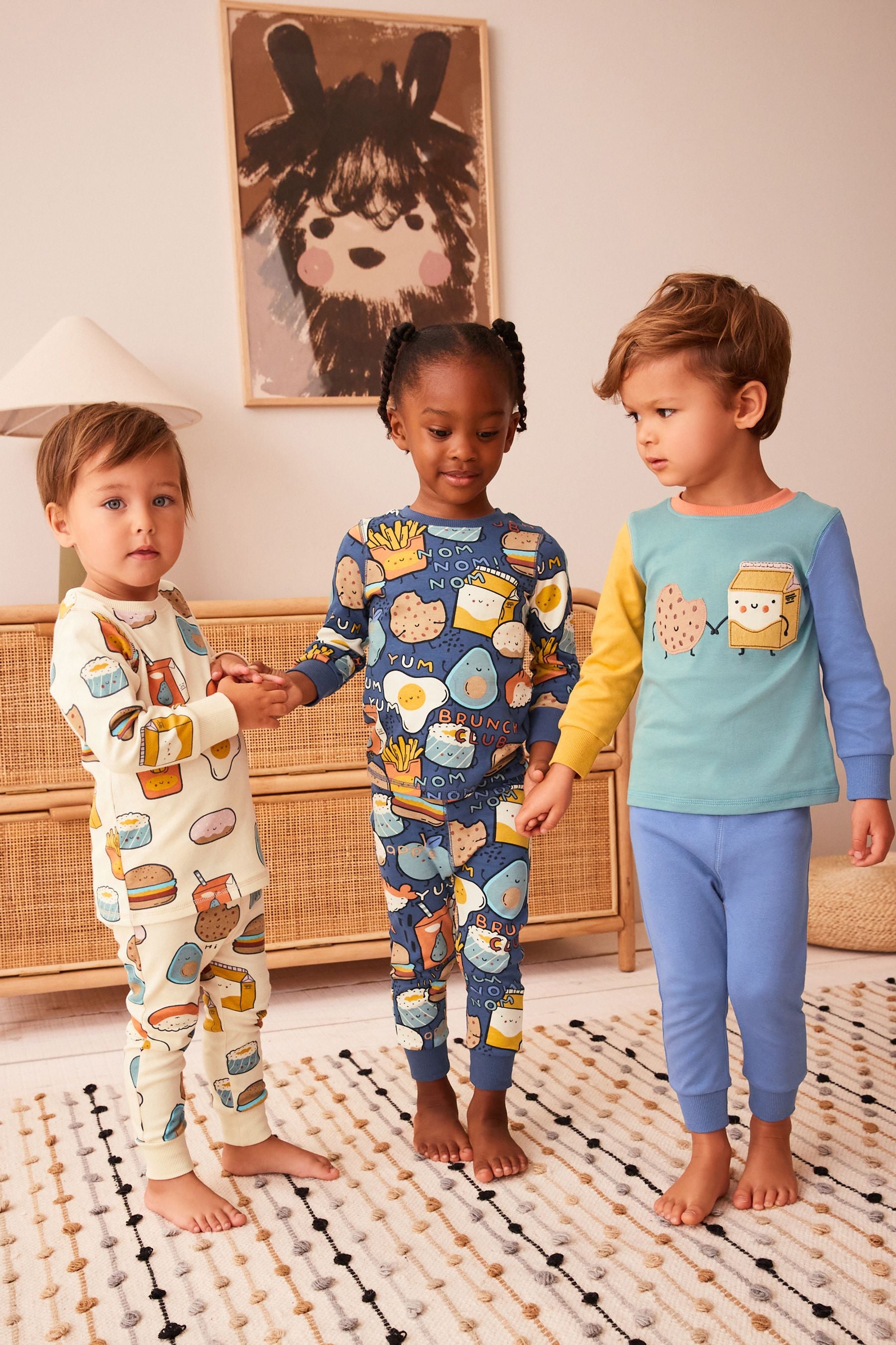 Blue/Green Food Snuggle Pyjamas 3 Pack (9mths-8yrs)