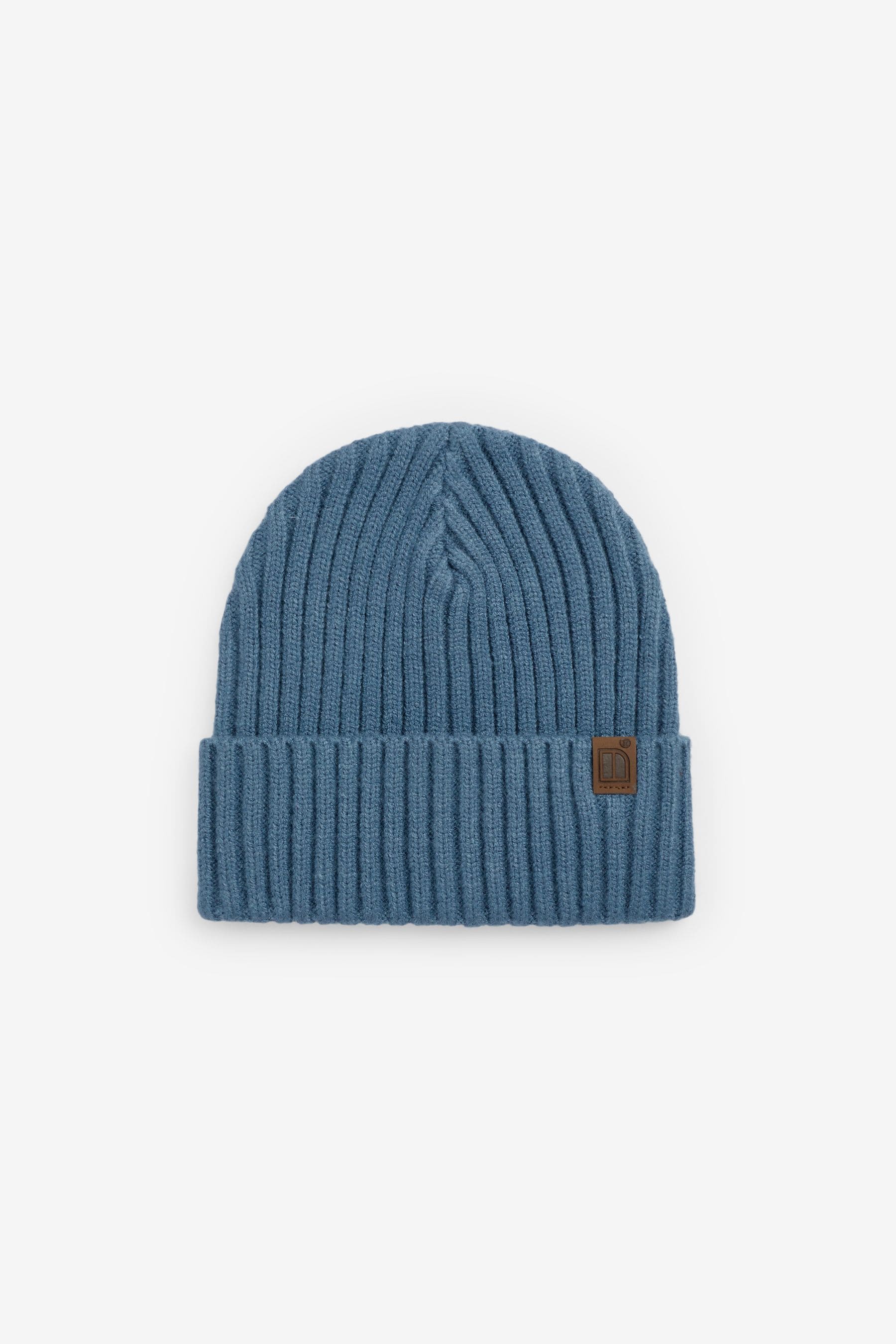 Mineral Blue Knitted Rib Beanie Hat (1-16yrs)