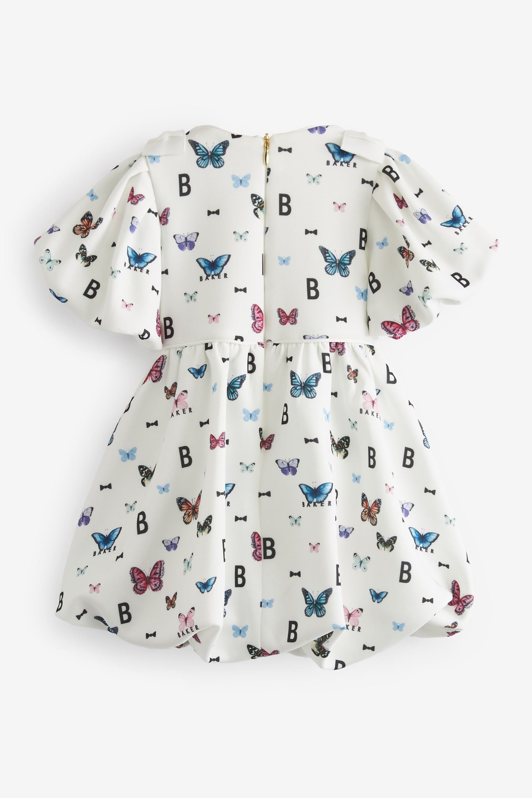 Baker by Ted Baker White Butterfly Bubble Hem Scuba Dress