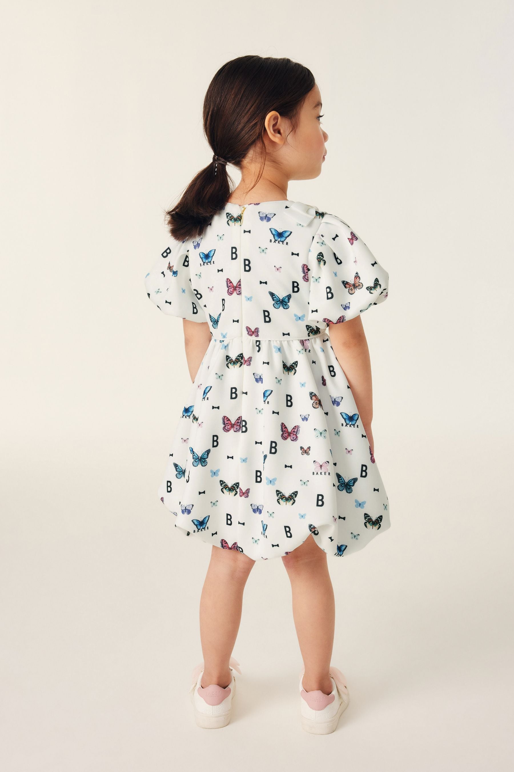 Baker by Ted Baker White Butterfly Bubble Hem Scuba Dress