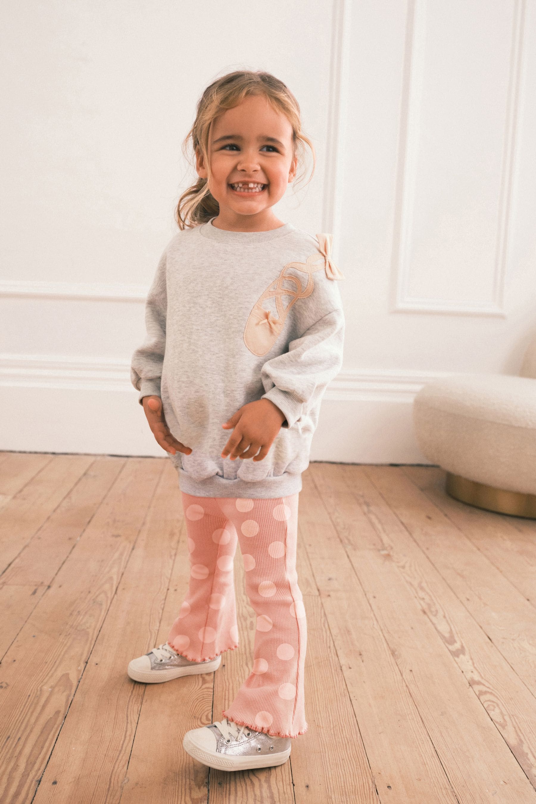 Grey Ballet Sweatshirt and Flared Leggings Set (3mths-7yrs)