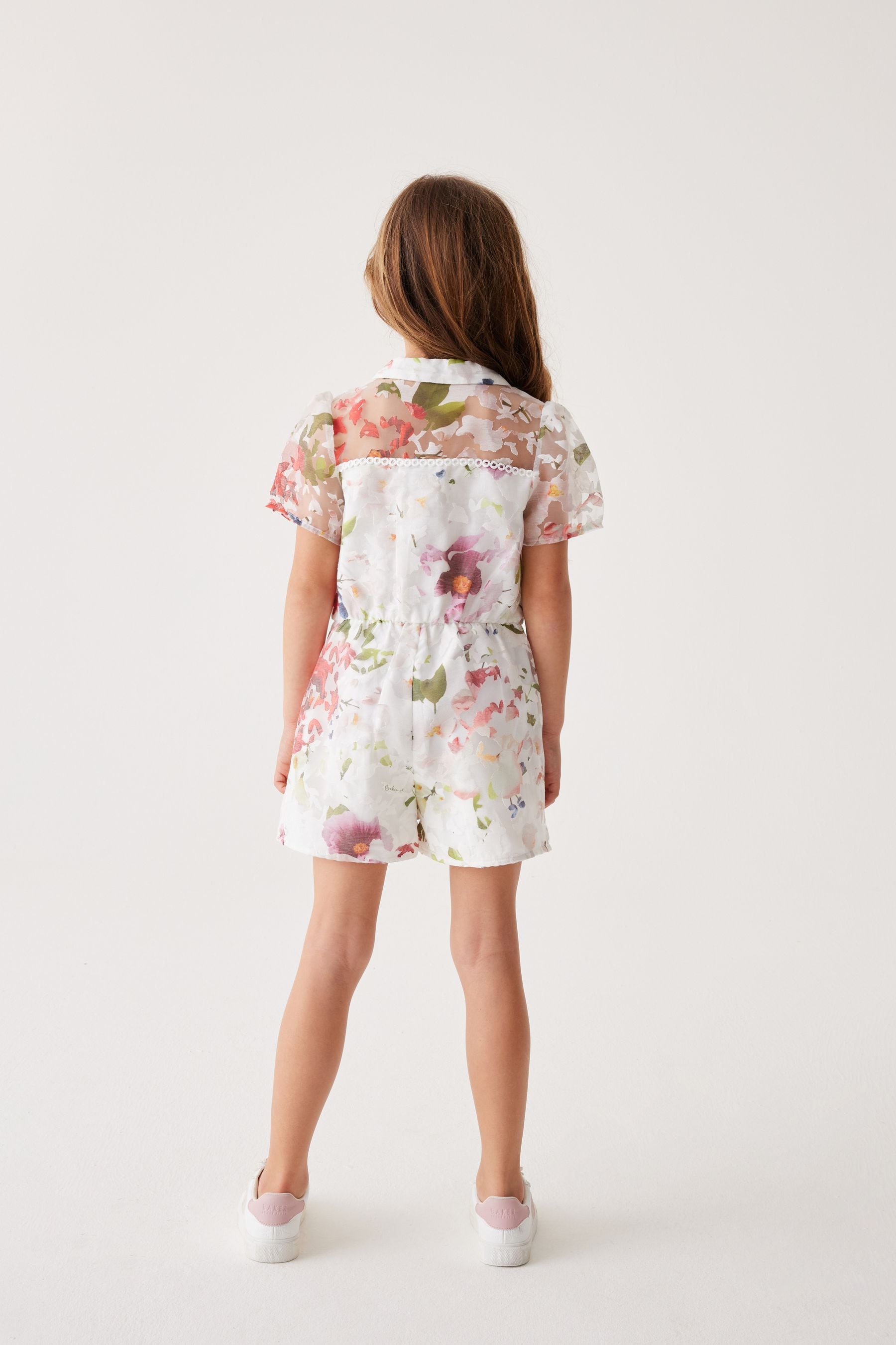 Baker by Ted Baker Floral Burnout White Playsuit