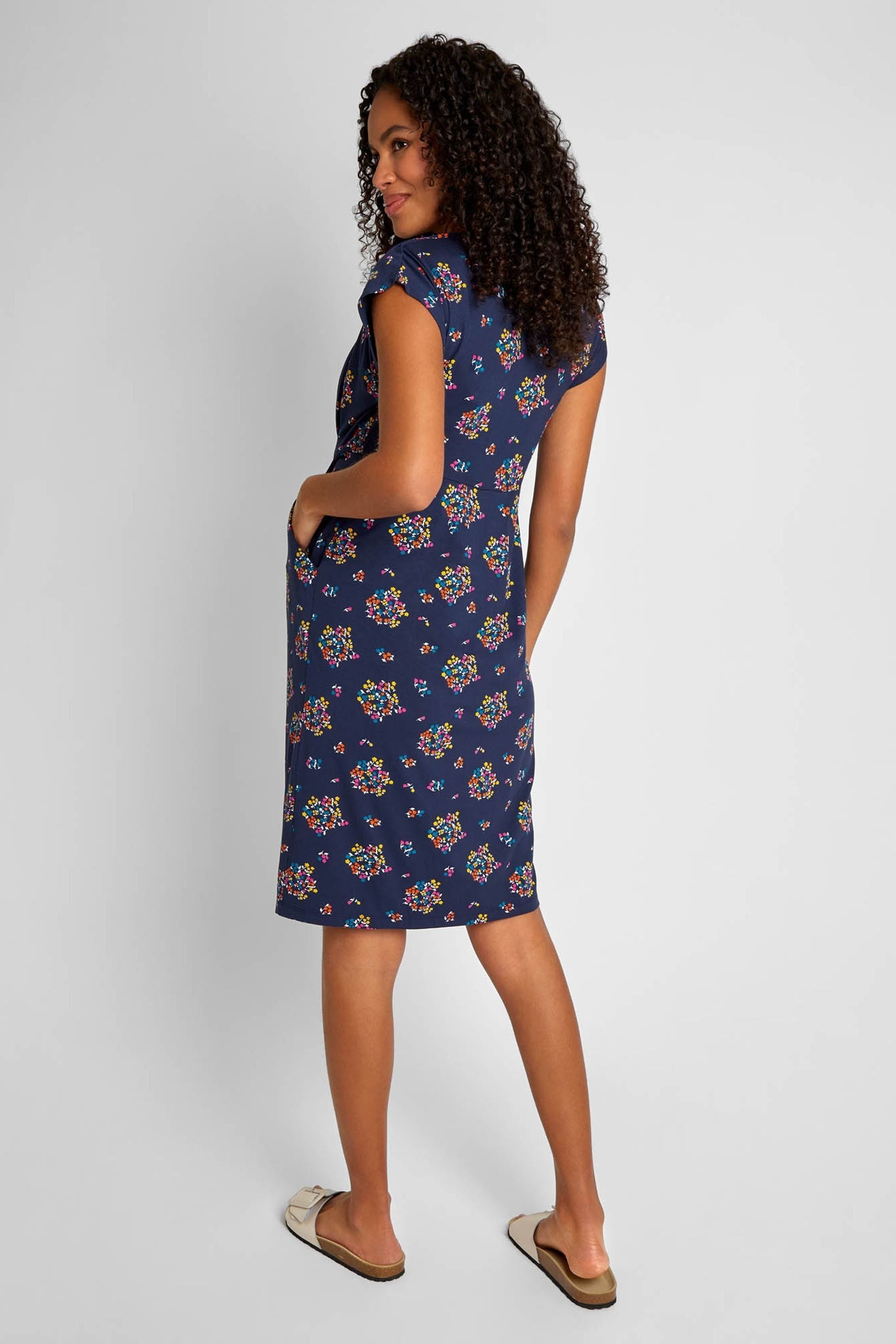 Navy Blue Floral JoJo Maman Bébé Maternity & Nursing Tunic Dress