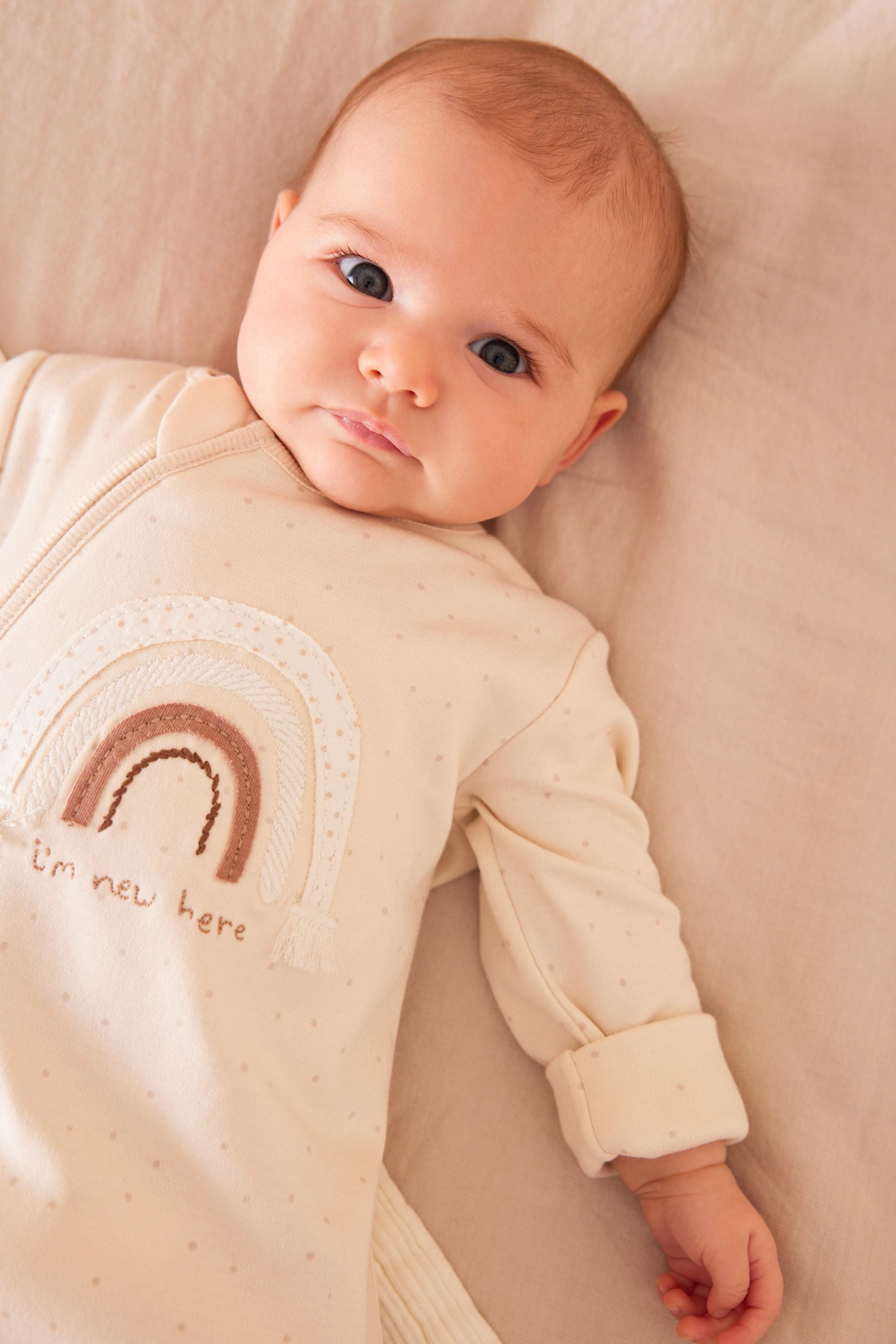 Neutral I'm New Here Single Sleepsuit (0-9mths)