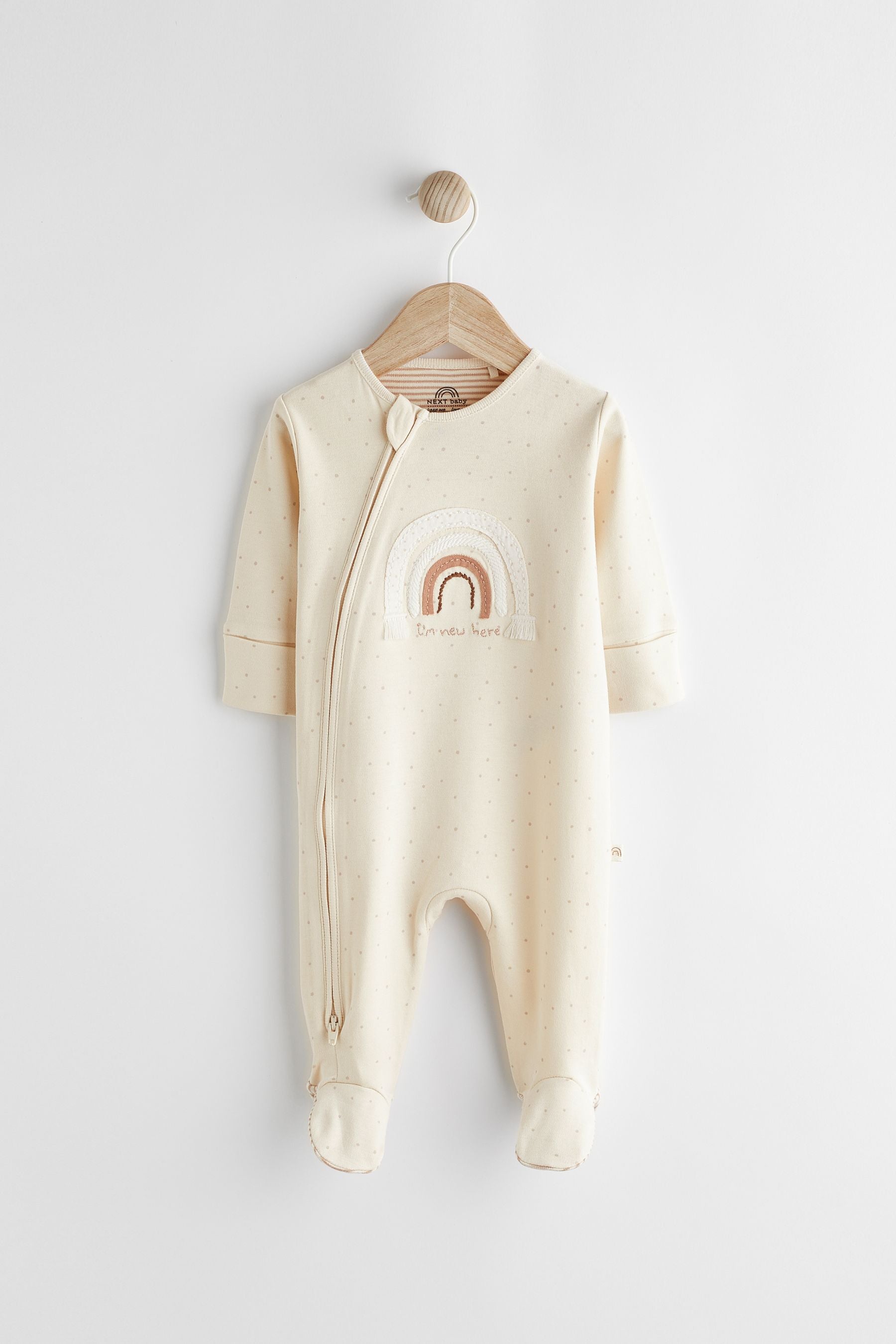 Neutral I'm New Here Single 100% Cotton Sleepsuit (0-9mths)