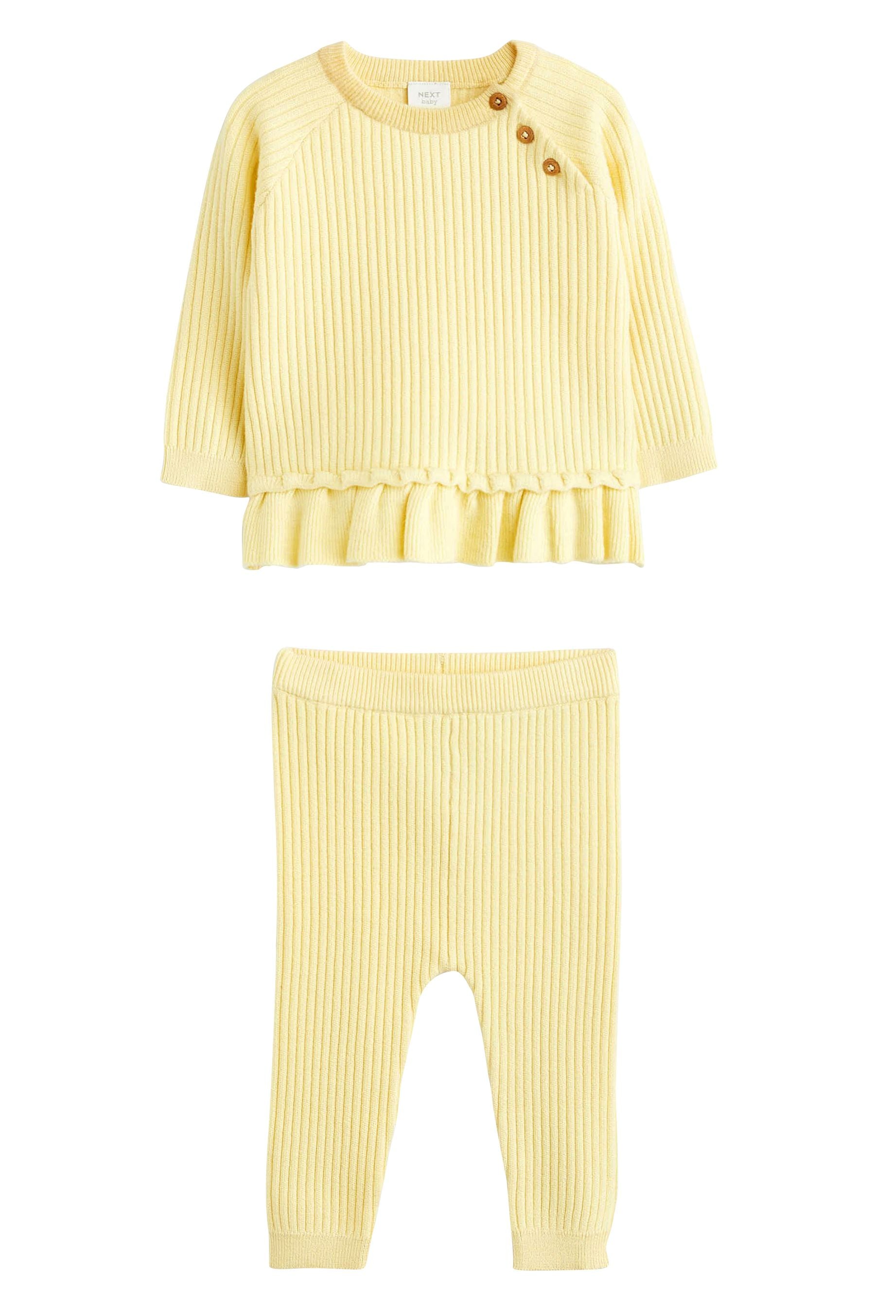 Buttermilk Yellow Knitted Baby 2 Piece Set (0mths-2yrs)