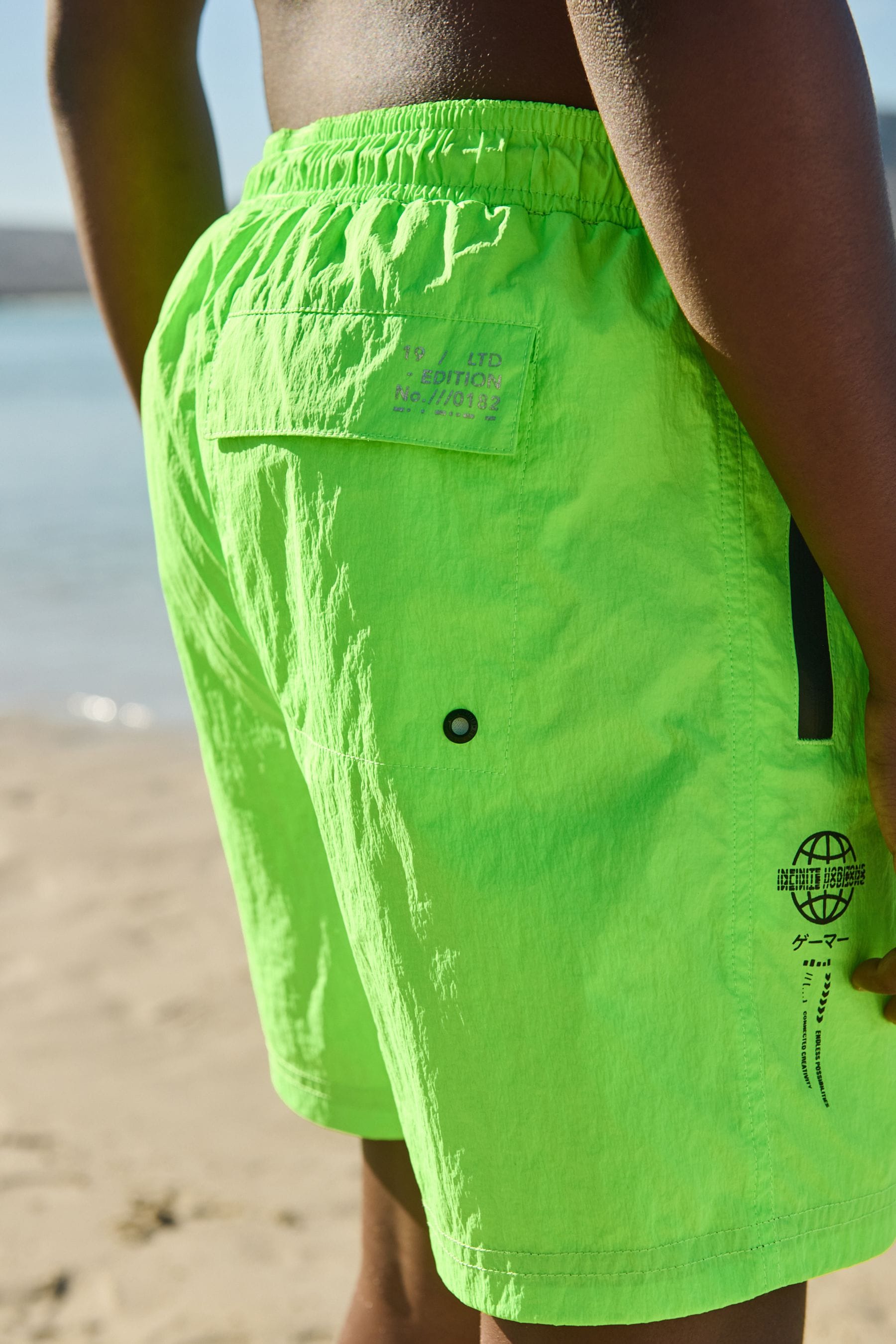 Green Textured Swim Shorts (3-16yrs)