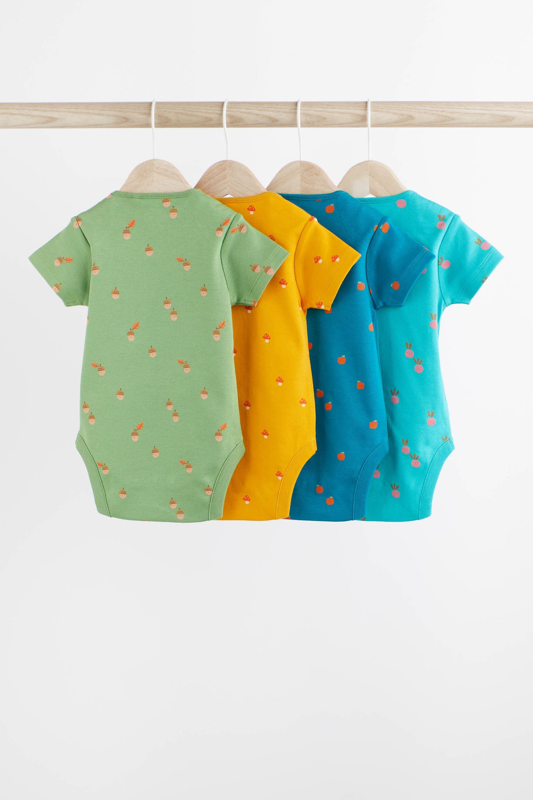 Multi Print Baby Short Sleeve Bodysuits 4 Pack