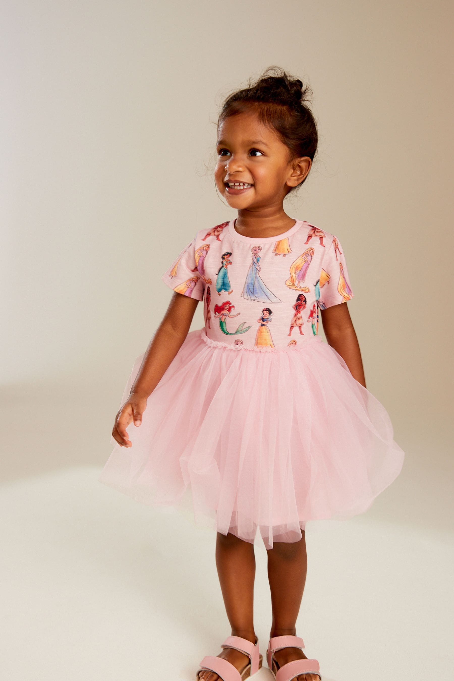 Pink Short Sleeve Disney Princess Twofer Dress (3mths-7yrs)