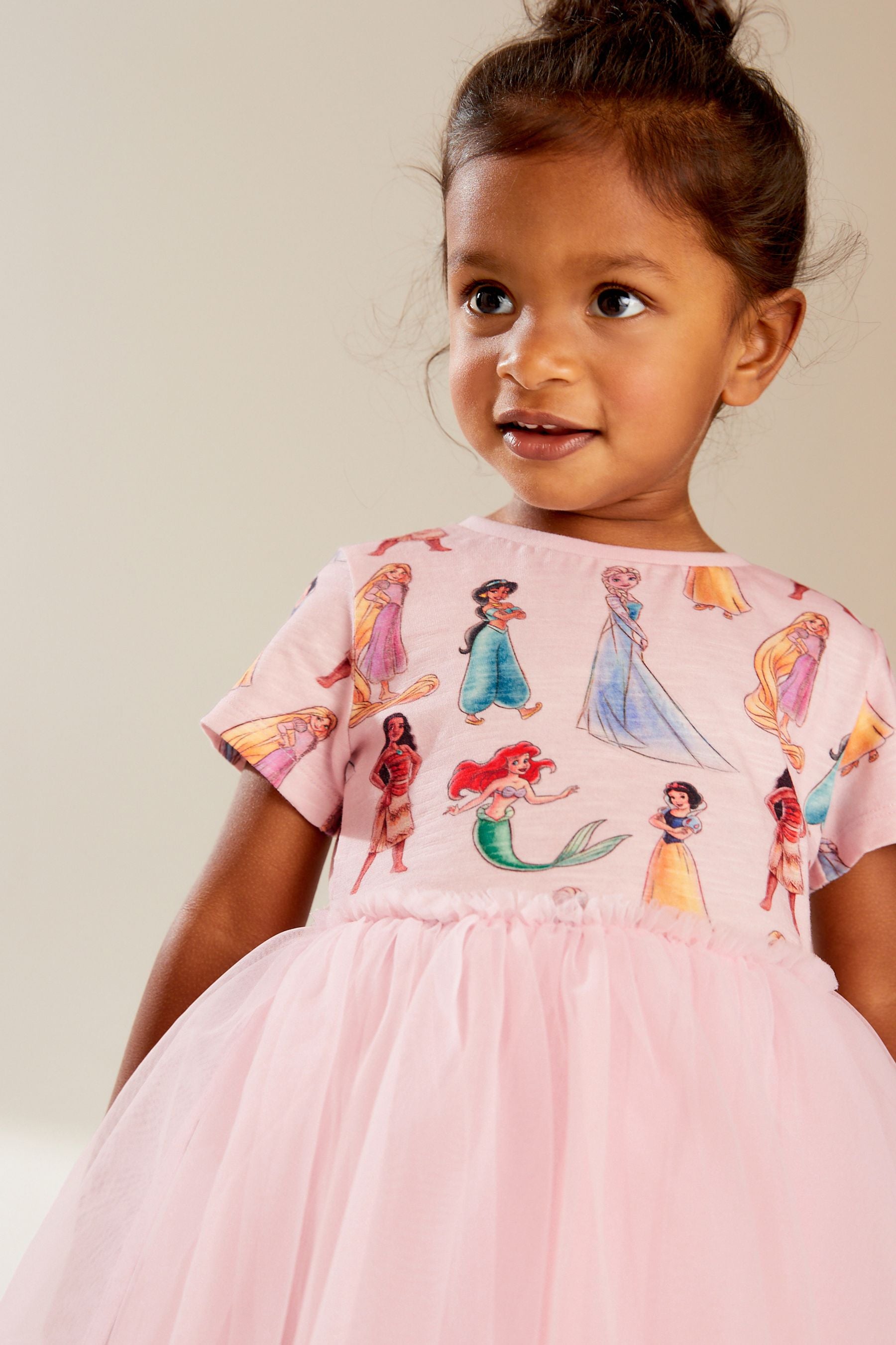 Pink Short Sleeve Disney Princess Twofer Dress (3mths-7yrs)