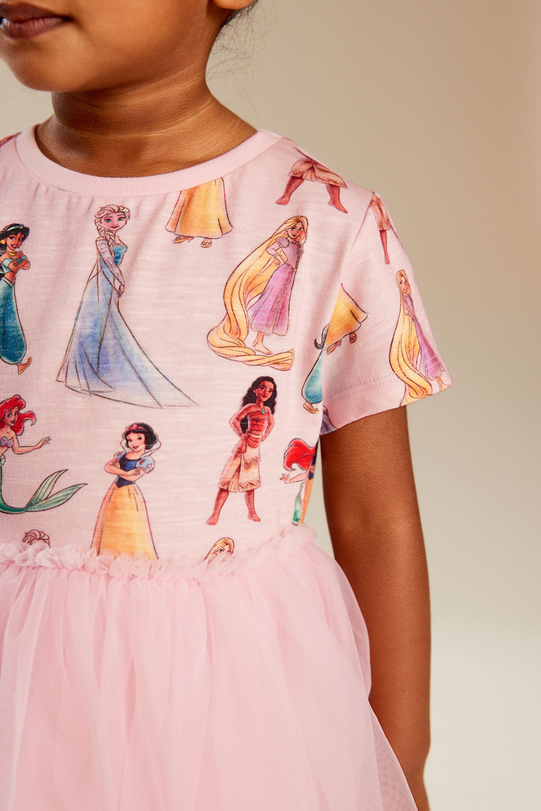 Pink Short Sleeve Disney Princess Twofer Dress (3mths-7yrs)