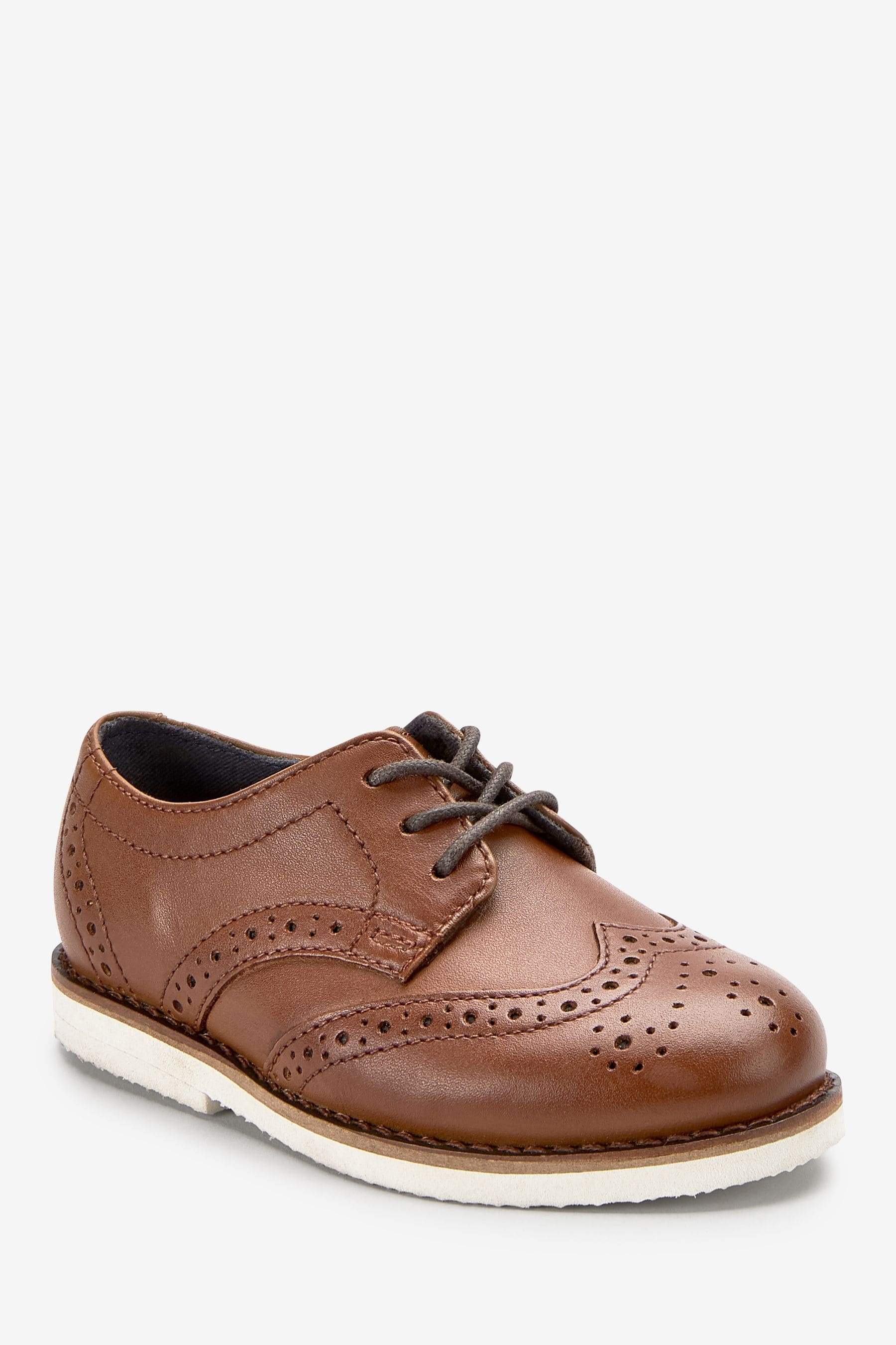 Tan Brown Standard Fit (F) Smart Leather Brogue Shoes