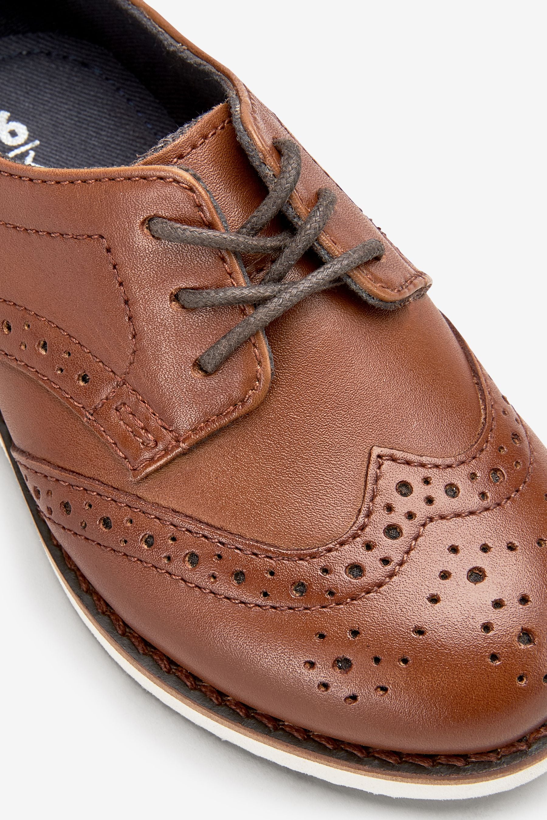 Tan Brown Standard Fit (F) Smart Leather Brogue Shoes