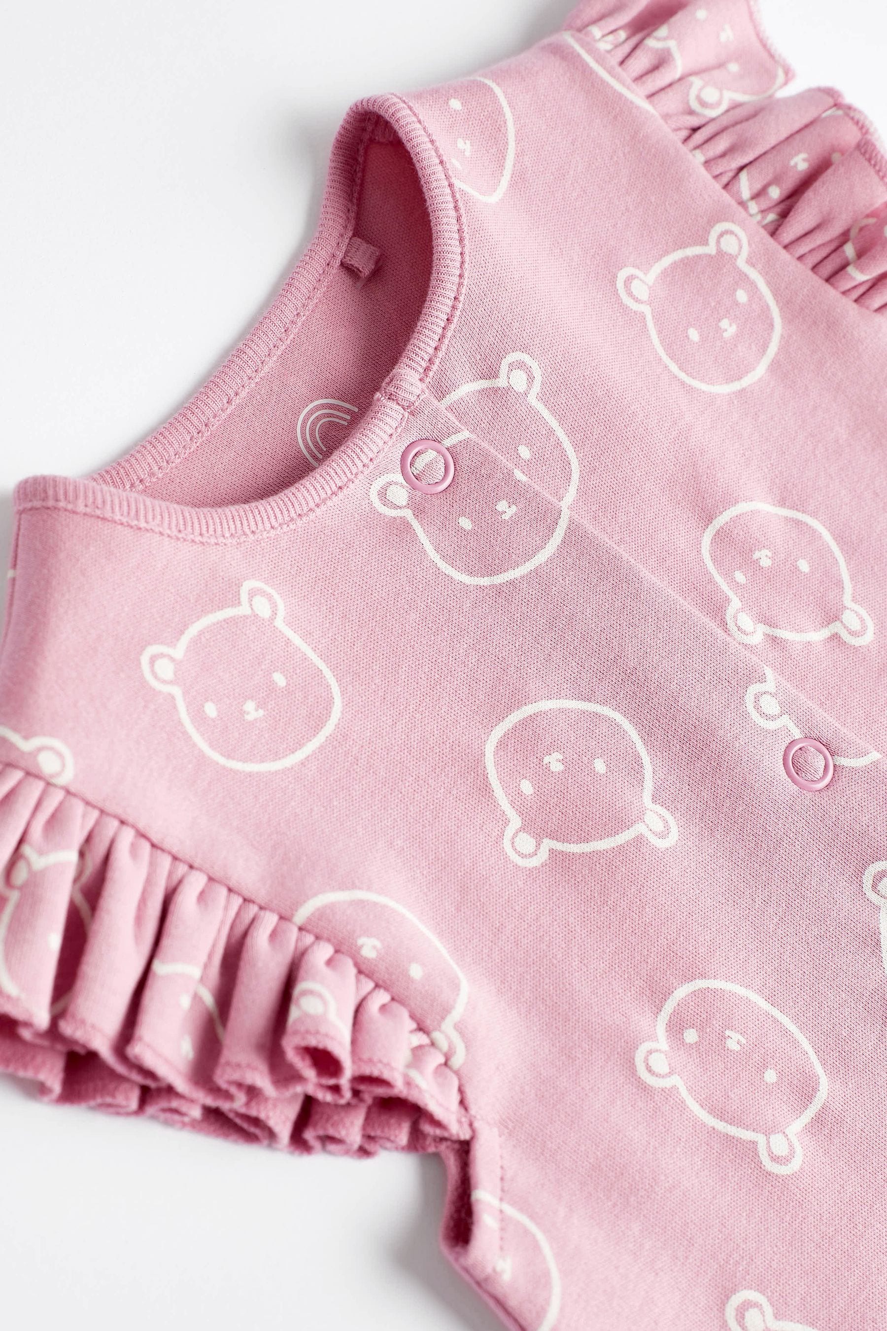 Pink/White Bear Baby Rompers 3 Pack