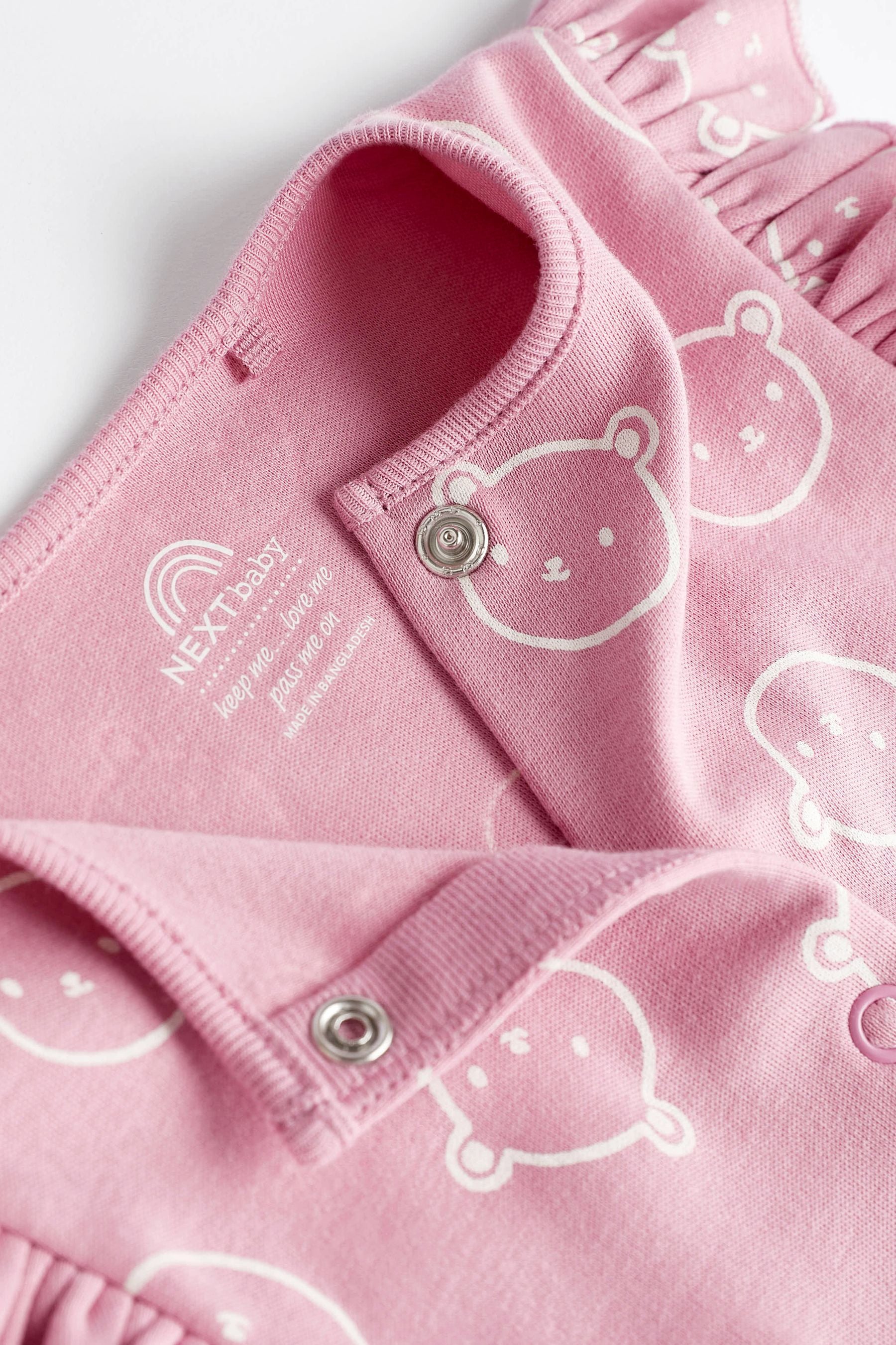 Pink/White Bear Baby Rompers 3 Pack