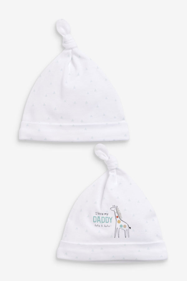 Daddy Giraffe Tie Top Baby Hats 2 Packs (0-6mths)