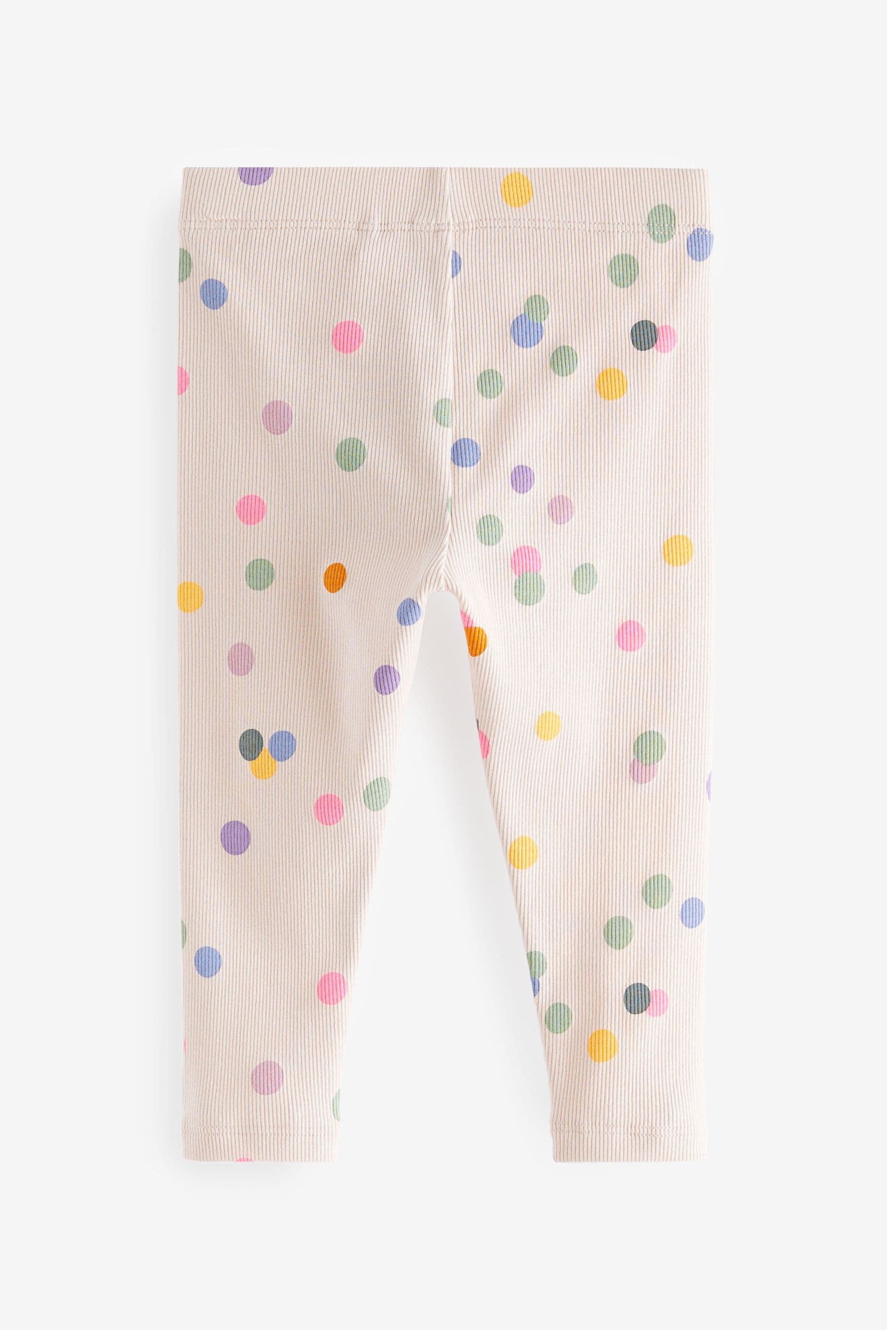 Cream Rainbow Polka Dot Rib Jersey Leggings (3mths-7yrs)