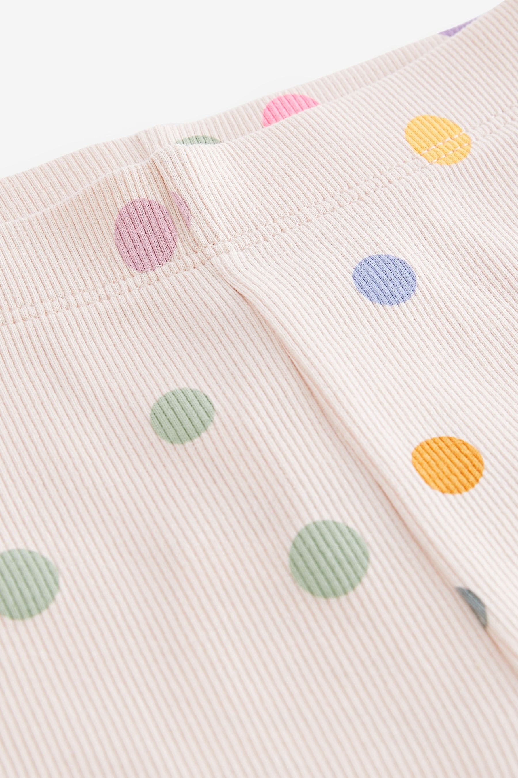 Cream Rainbow Polka Dot Rib Jersey Leggings (3mths-7yrs)