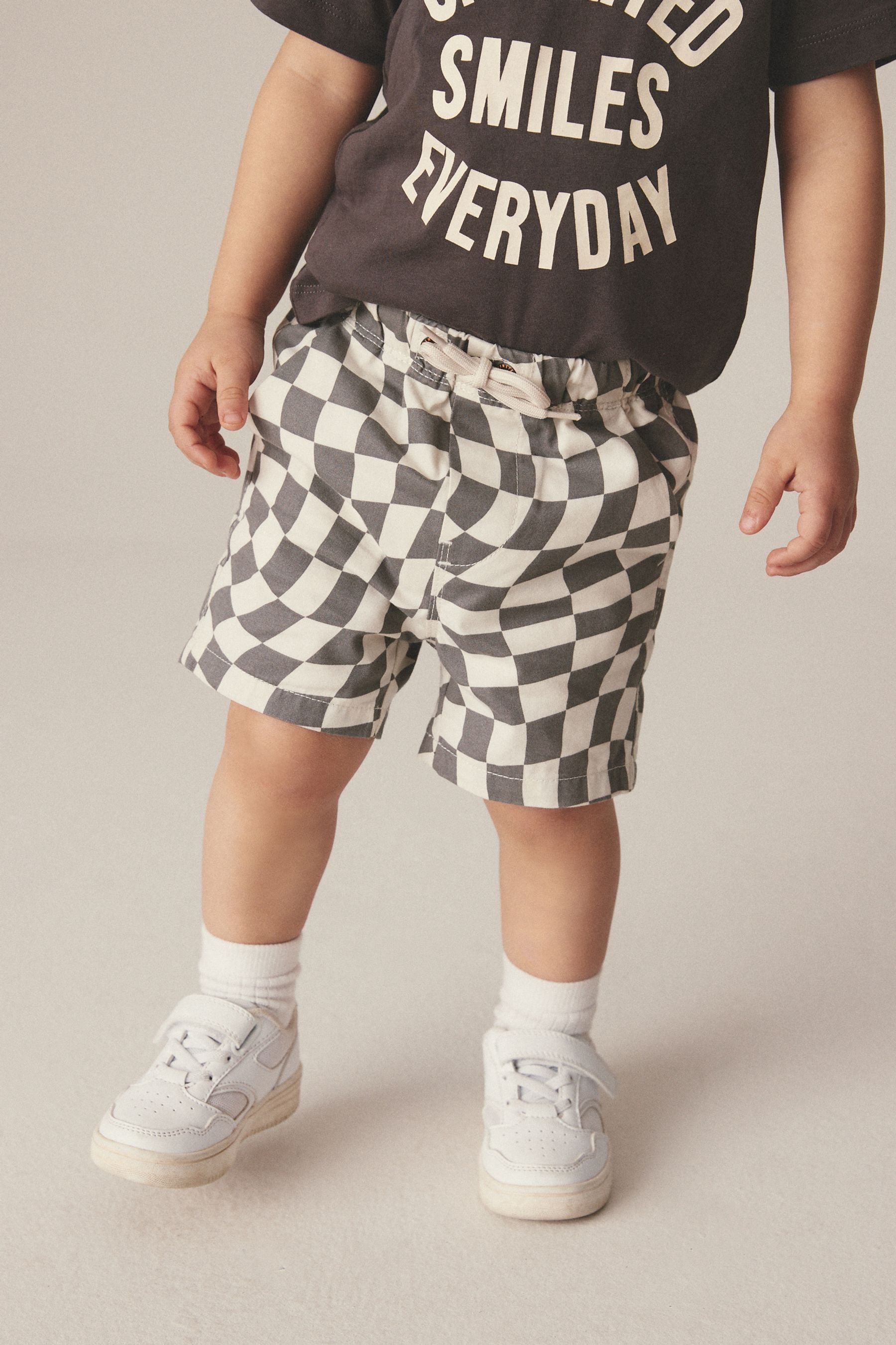 Monochrome Checkerboard Pull-On Shorts (3mths-7yrs)