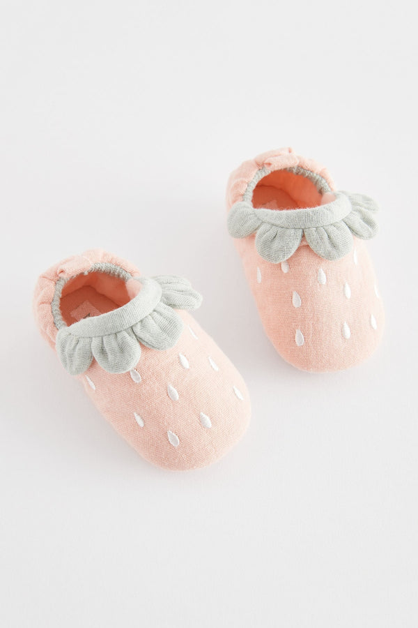 Pink Strawberry Character Slip-On Baby Shoes (0-24mths)