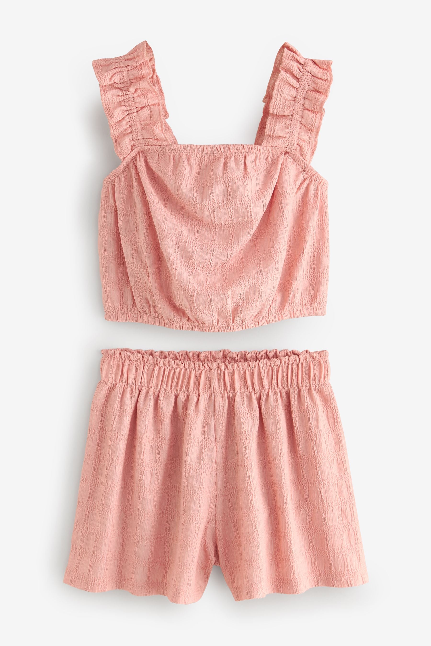 Pink Textured Vest and Short Set (3-16yrs)