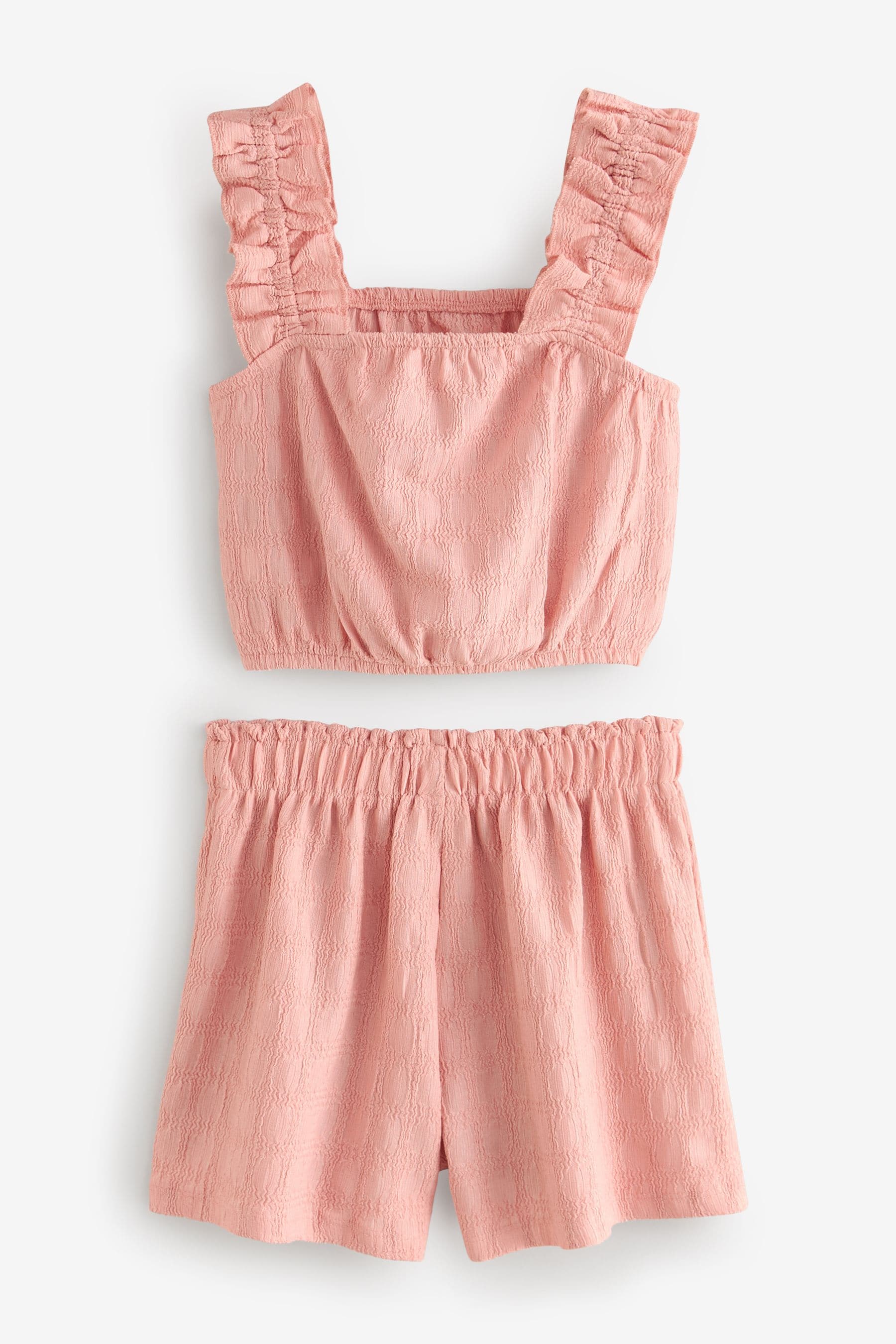 Pink Textured Vest and Short Set (3-16yrs)