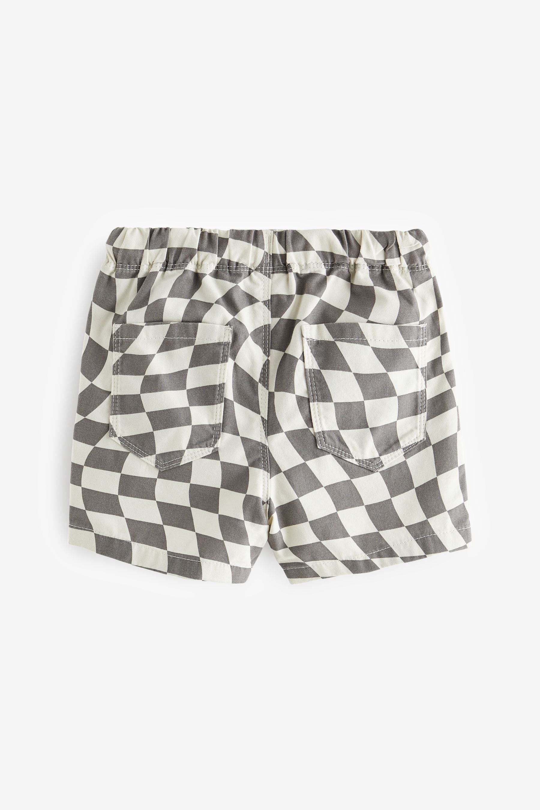 Monochrome Checkerboard Pull-On Shorts (3mths-7yrs)