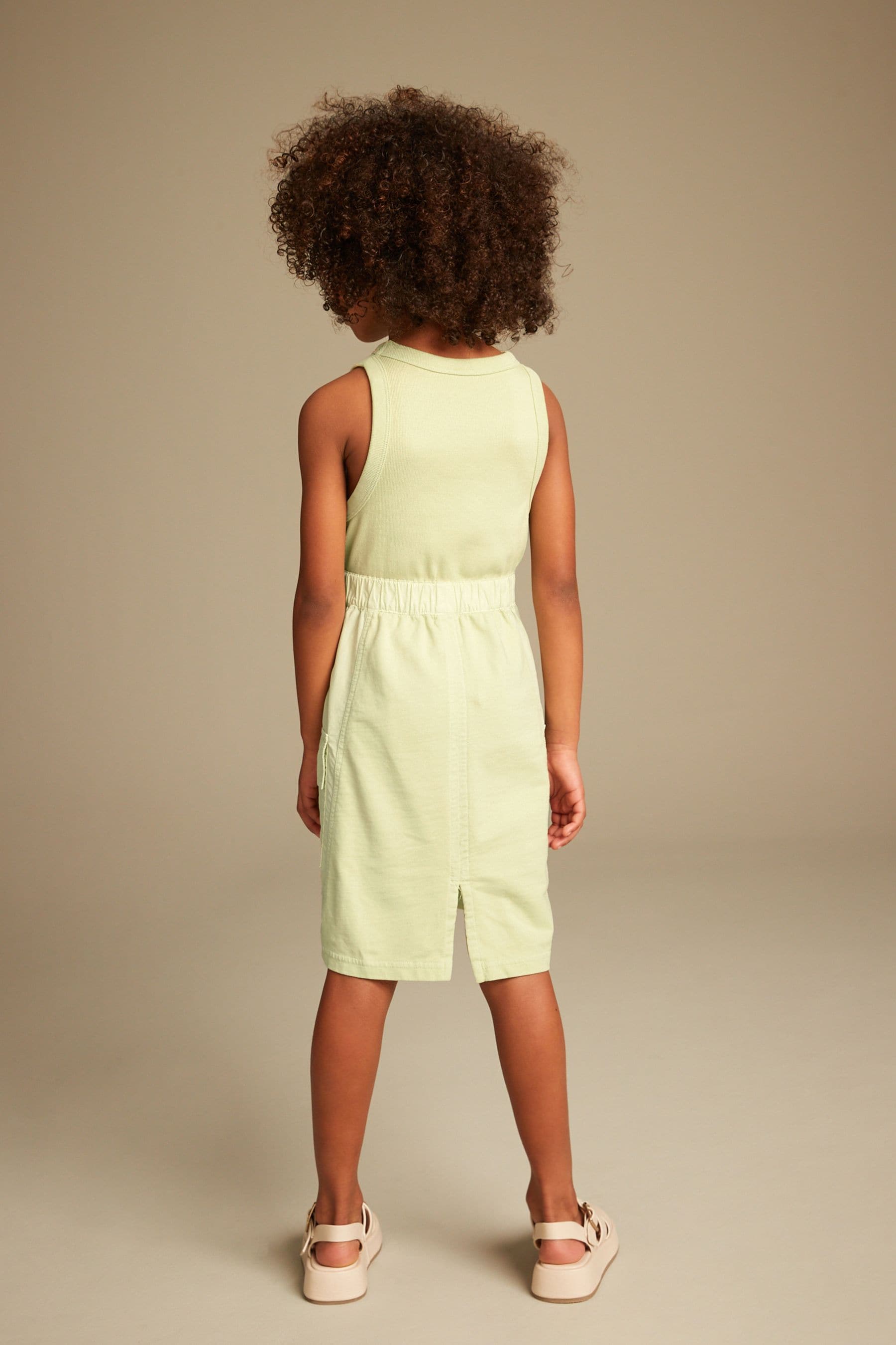 Soft Lime Green Cargo Utility Dress (3-16yrs)