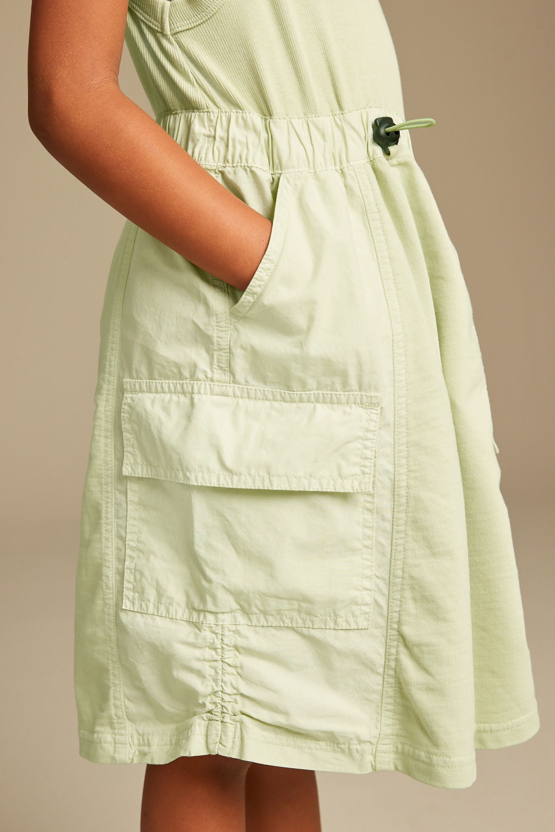 Soft Lime Green Cargo Utility Dress (3-16yrs)