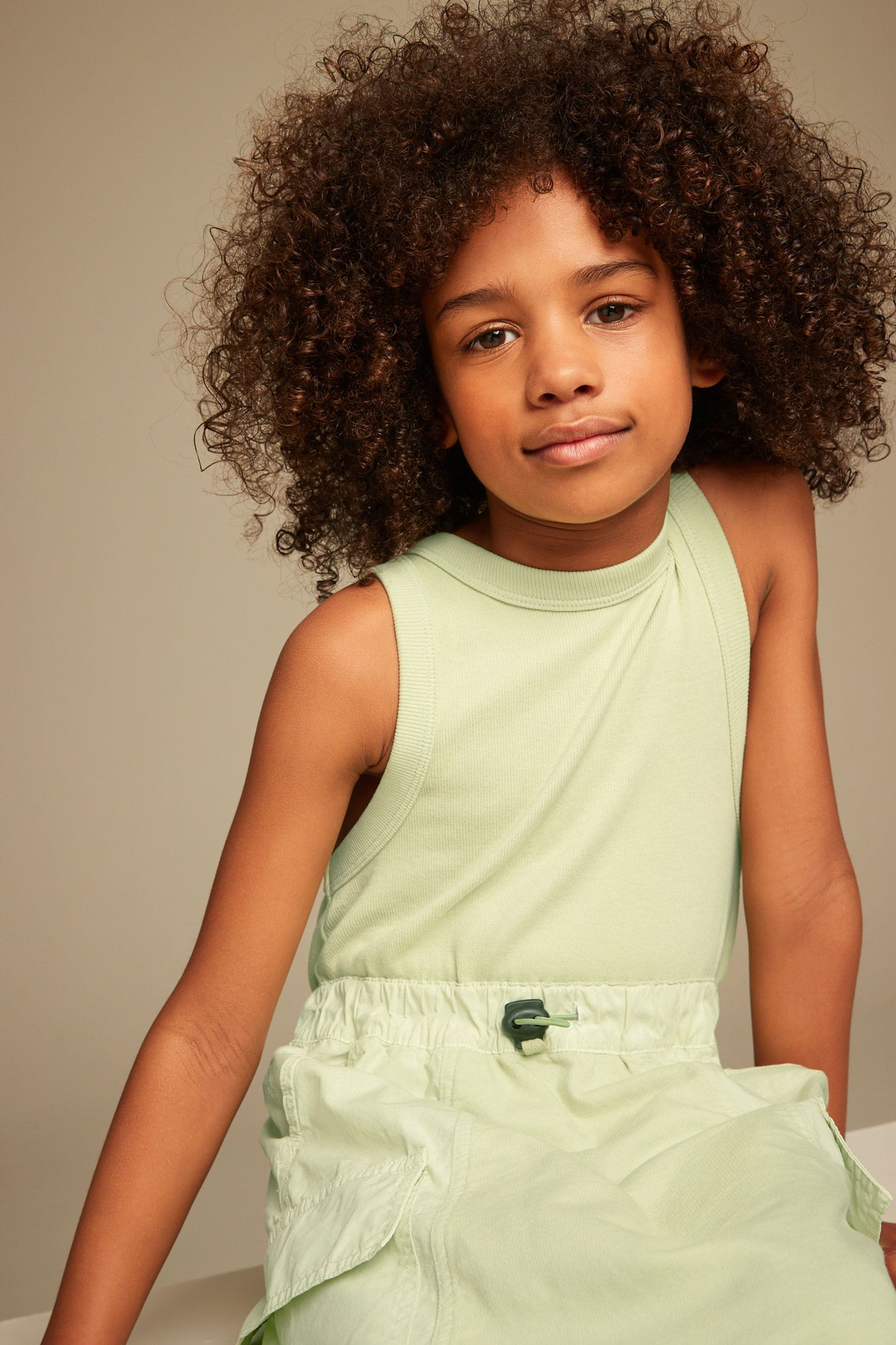 Soft Lime Green Cargo Utility Dress (3-16yrs)