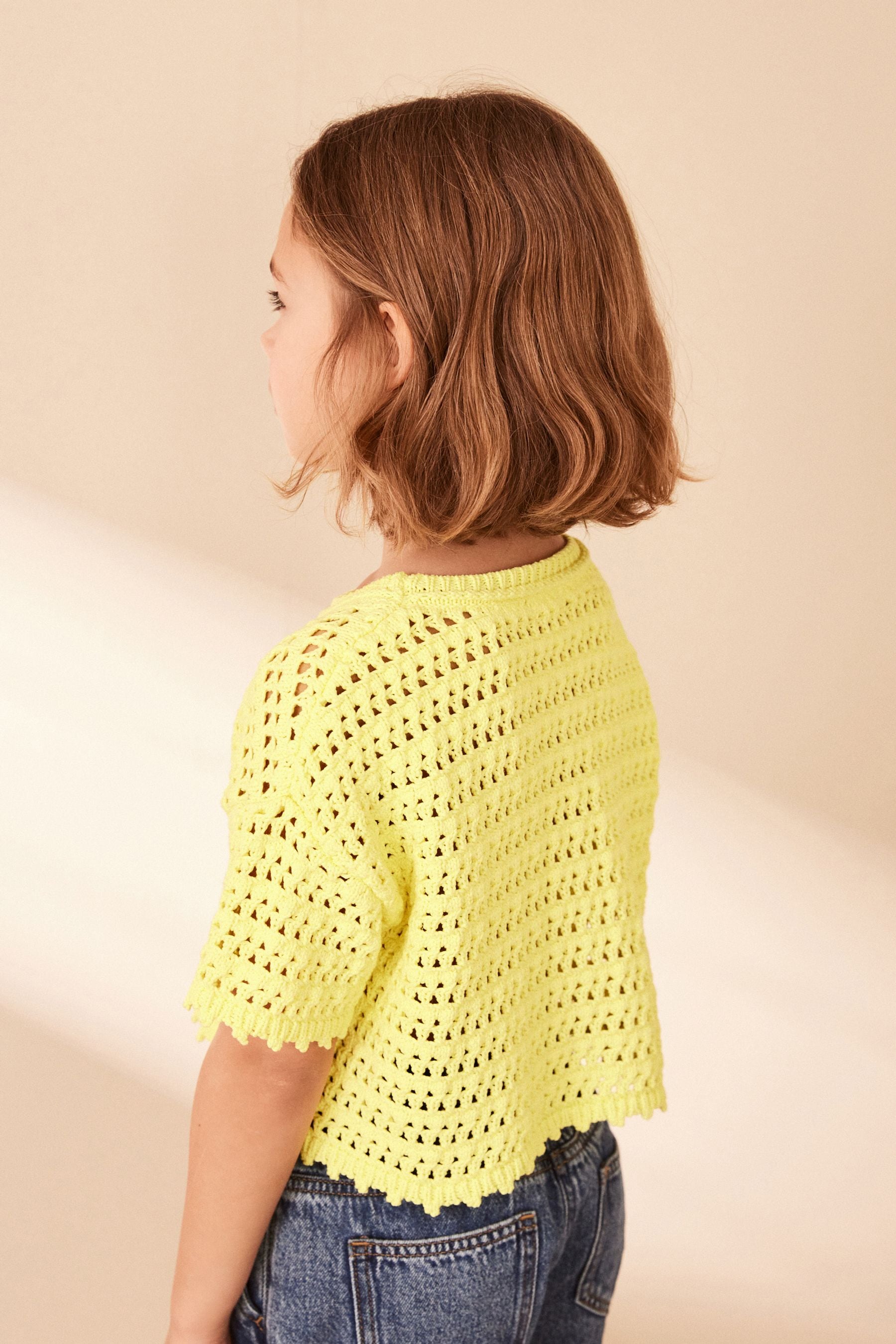 Yellow Crochet Knit Top (3-16yrs)