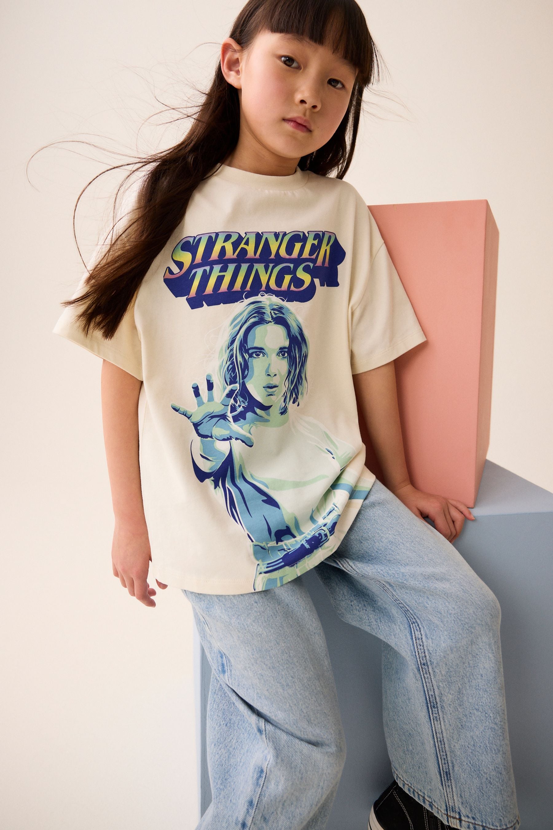 Ecru Stranger Things Oversized License T-Shirt (3-16yrs)