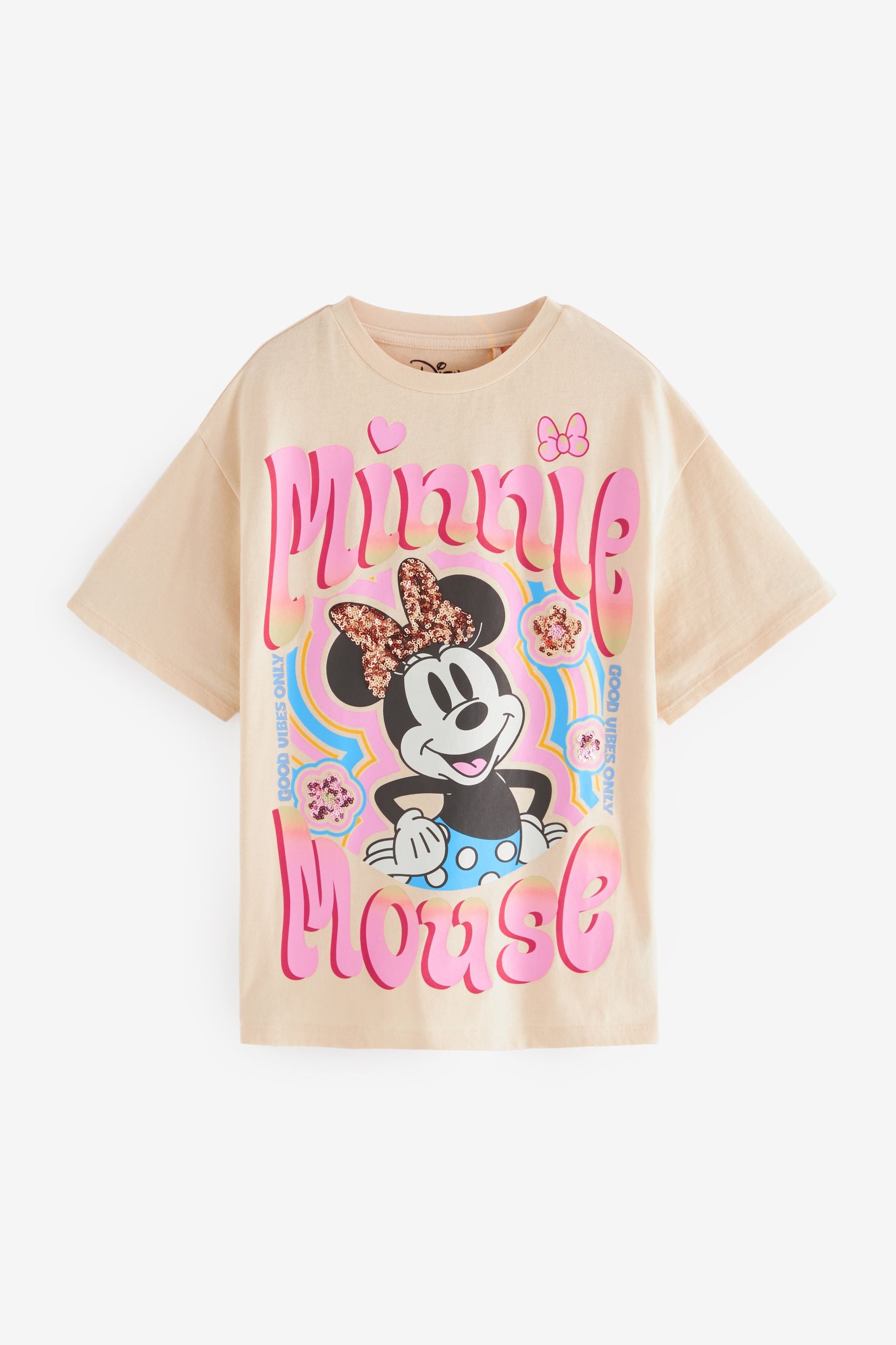 Neutral Oversized Sequin Minnie Mouse License T-Shirt (3-16yrs)